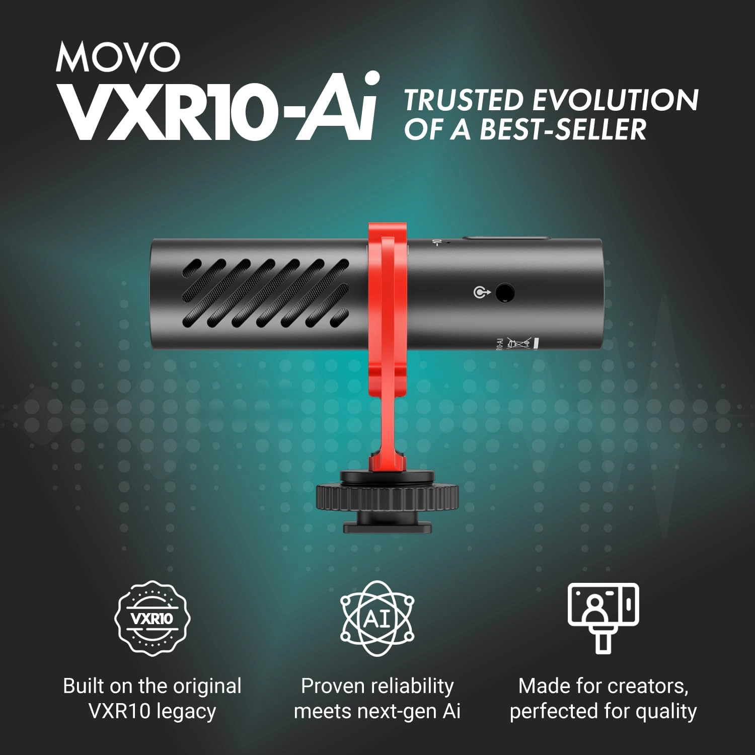 Movo VXR10-AI Shotgun Microphone with AI Noise Cancellation for Cameras Smartphones Computers