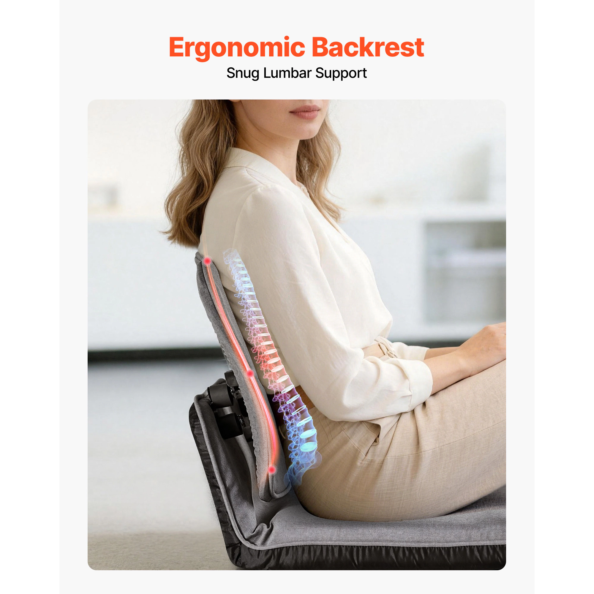 HONGGE Floor Chair 5 Adjustable Positions Folding Floor Gaming Chair with Ergonomic Back Support Sturdy Metal Frame