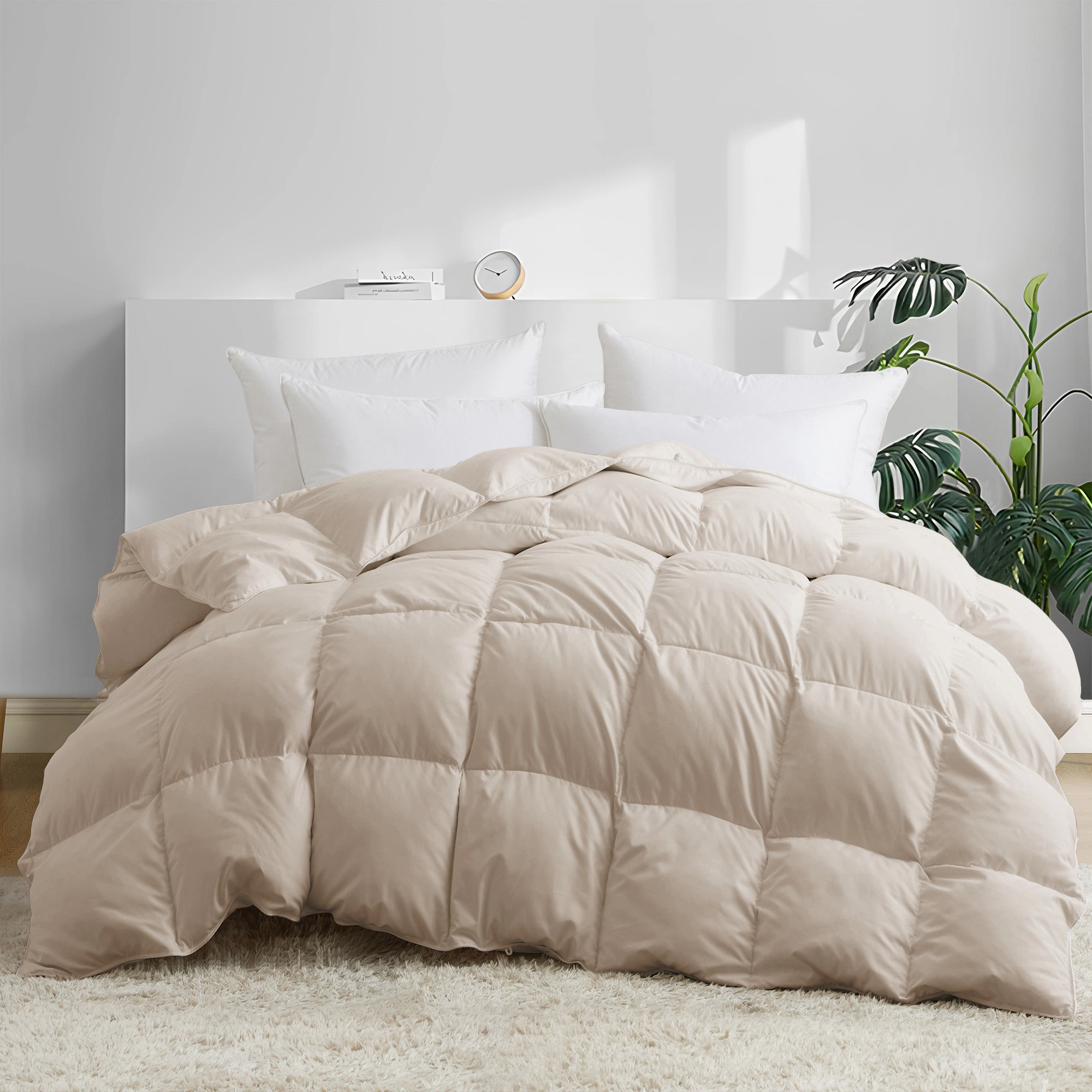 Unikome Luxurious White Heavy Weight Goose Feathers Down Comforter for Winter Weather Duvet Insert