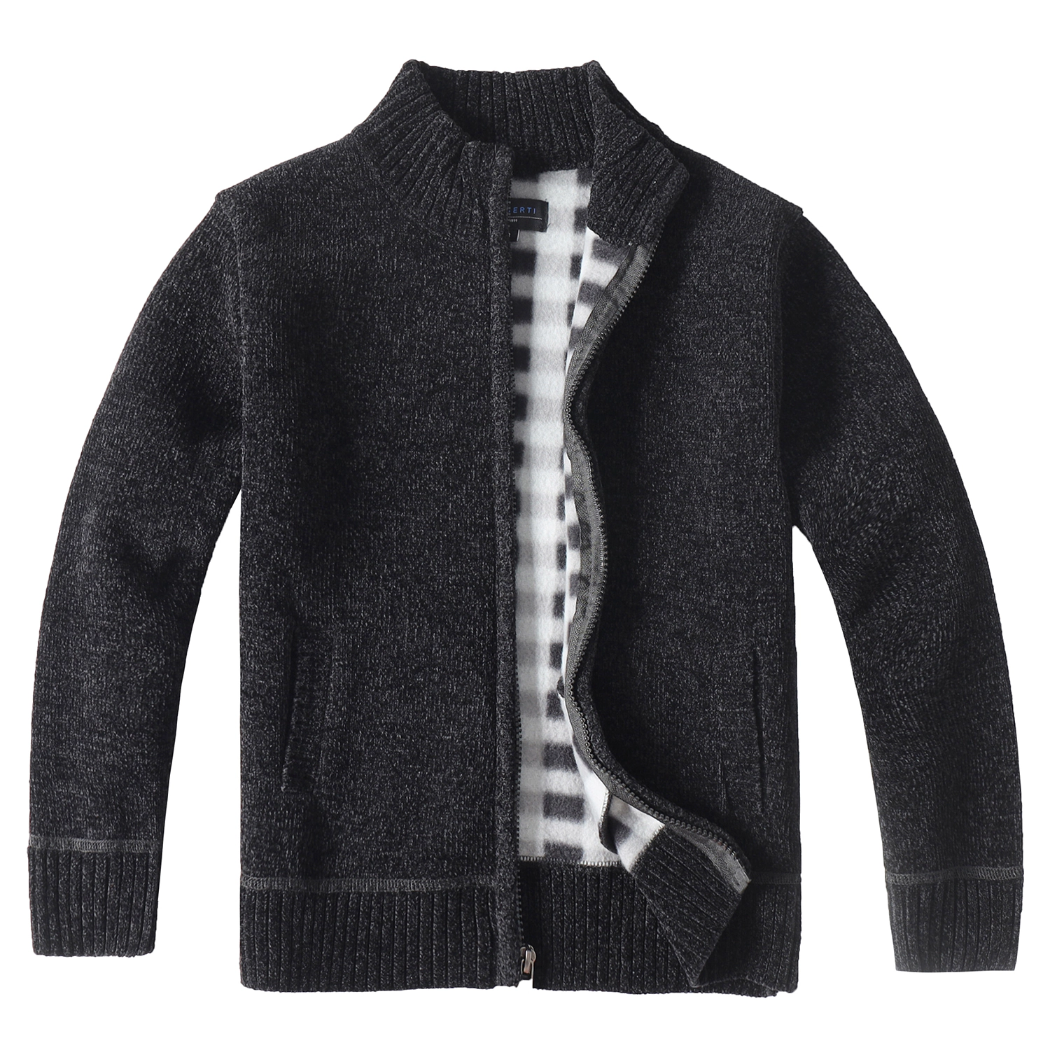 Gioberti Boys Knitted Chenille Cardigan Sweater with Flannel Lining