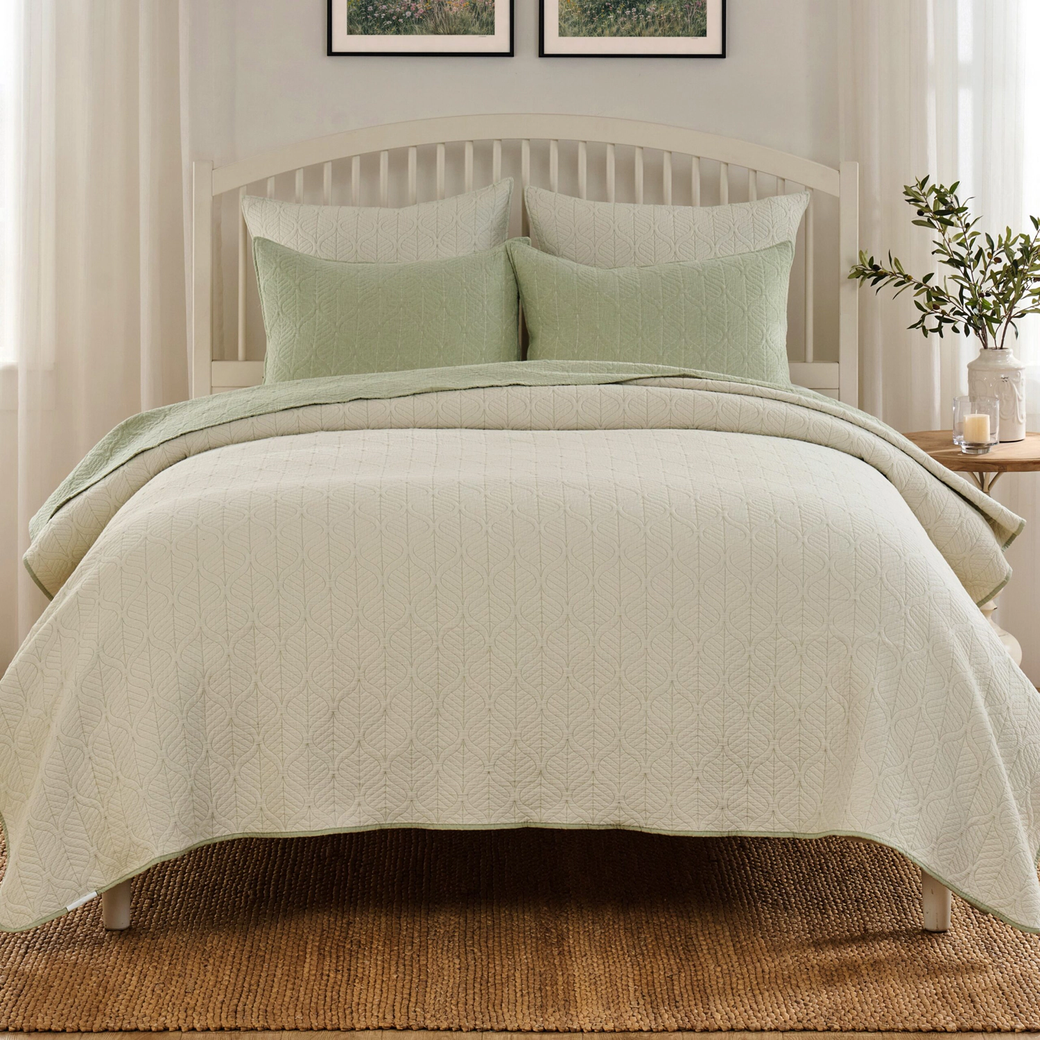 Greenland Home Fashions Harper Cotton Reversible Lightweight 2 PC Coverlet Set