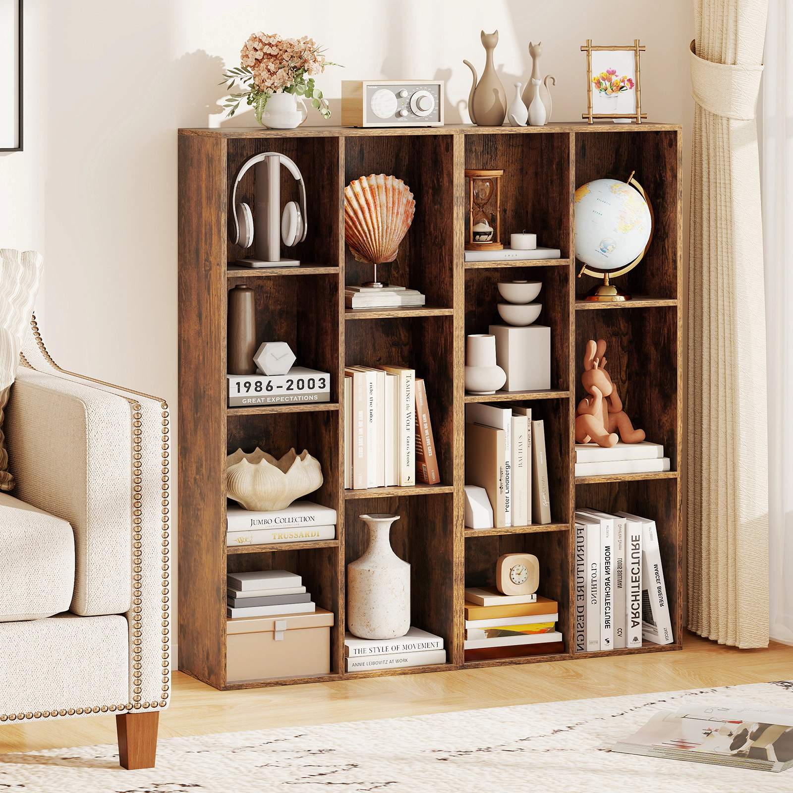 Costway 2PCS 7-Cube Bookcase w/7 Compartments 2 Anti-tipping Kits for Home Office