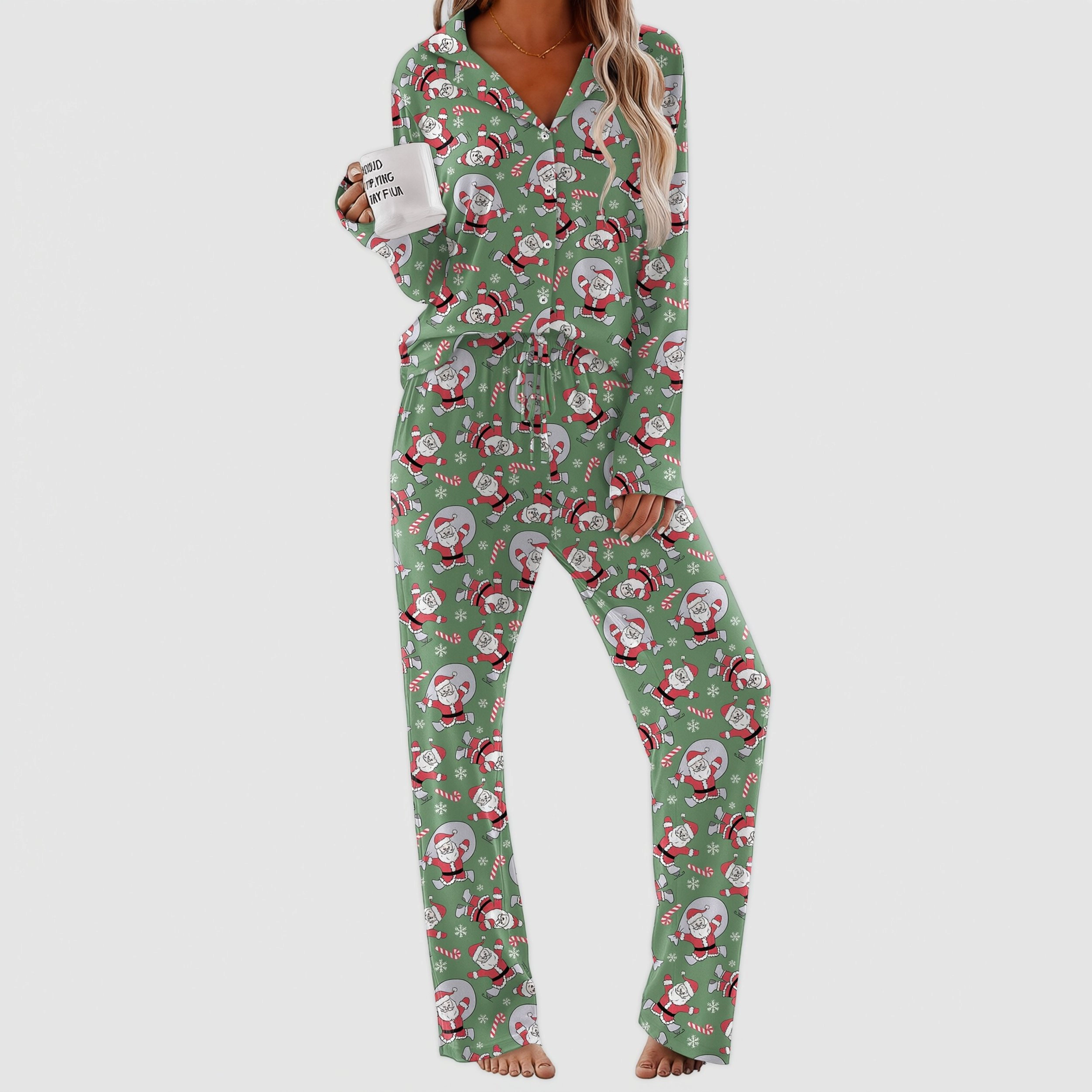 Ekouaer Womens Pajamas Set Long Sleeve Sleepwear Button Down Two Piece with Pants