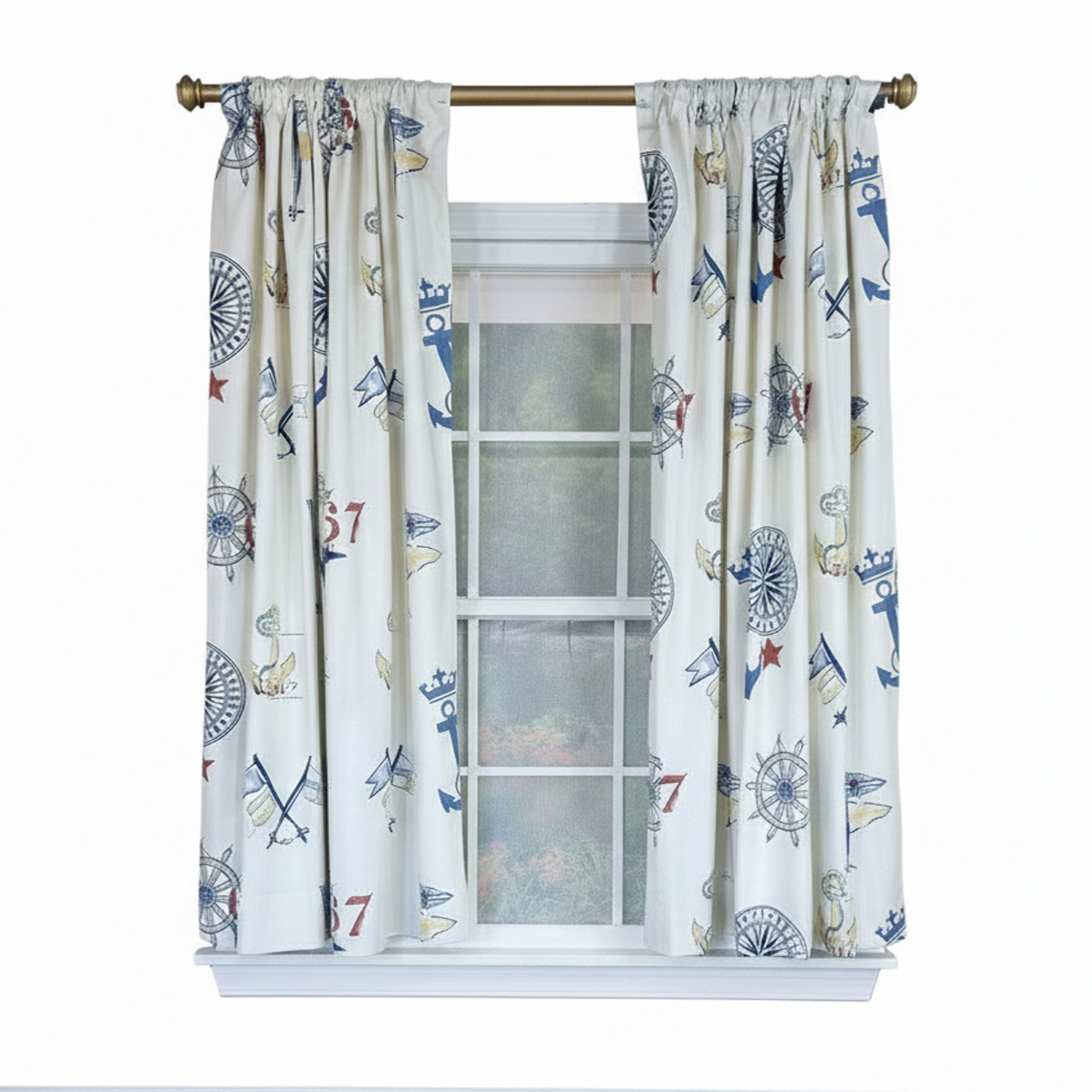 RLF Home Ralph Lauren Navigator 100% Cotton Rod Pocket Window Curtain set of 2 Panels 100" x 63" Off-White