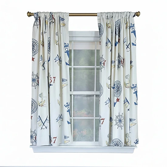 RLF Home Ralph Lauren Navigator 100% Cotton Rod Pocket Window Curtain set of 2 Panels 100" x 63" Off-White