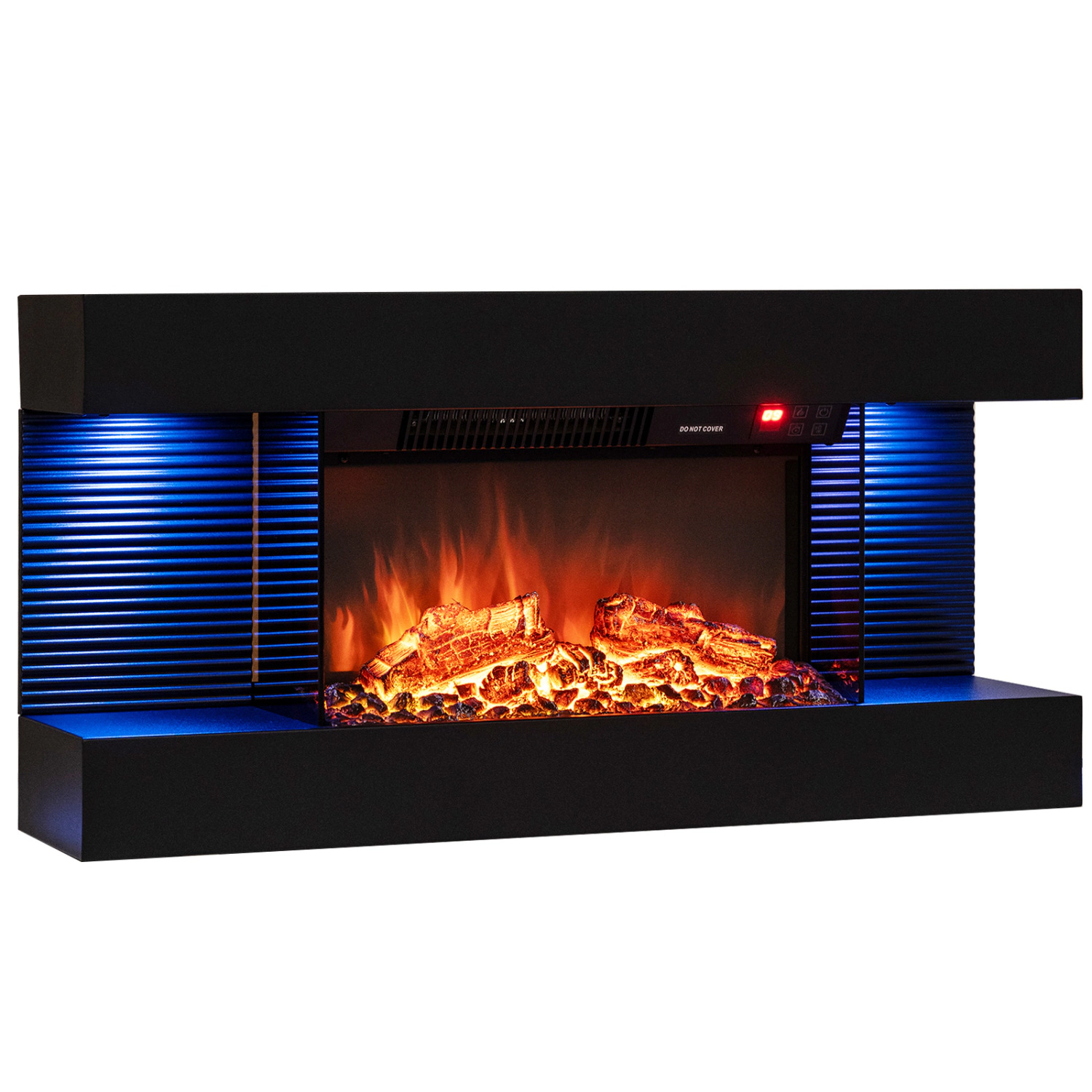 LJG 3-Sided Wall Mount Electric Fireplace with Floating Mantel for Living Room