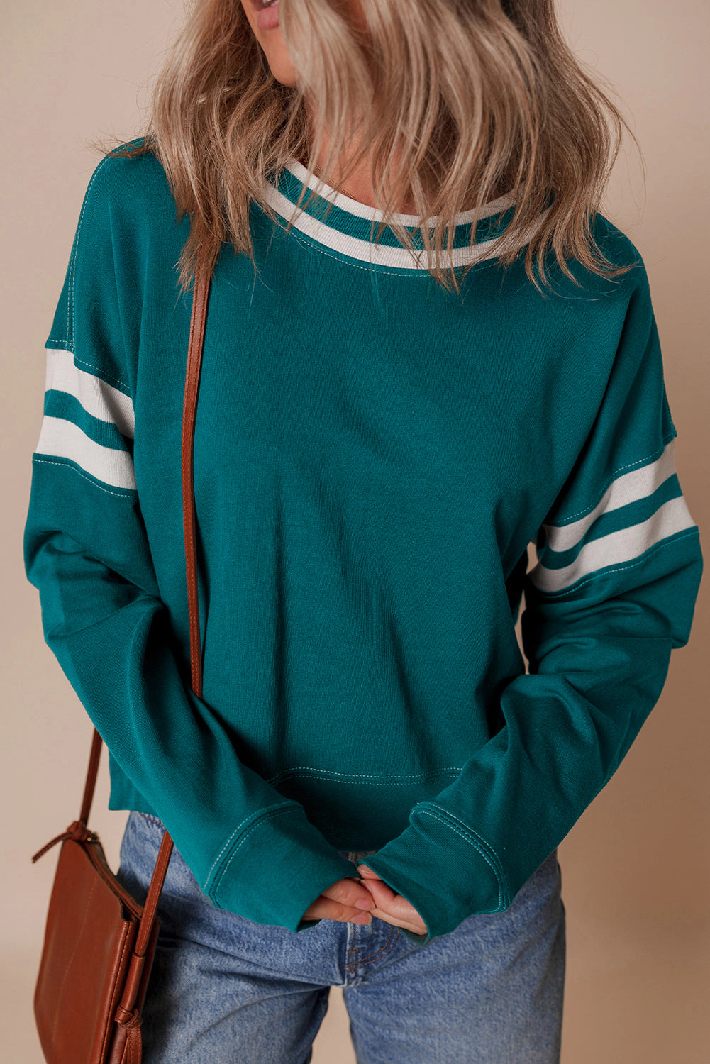 Threaded Pear Women's Jadeita Patchwork Drop Shoulder Sweatshirt