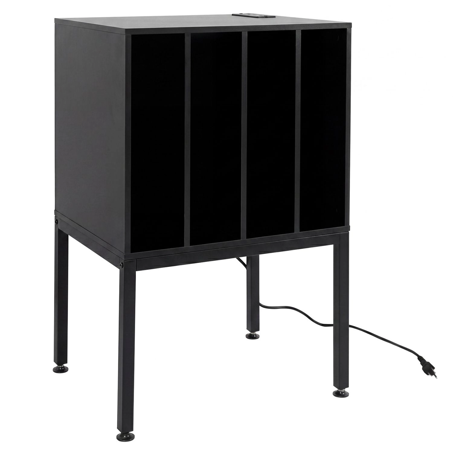 SlickBlue Record Player Stand with Vinyl Storage and Charging Station