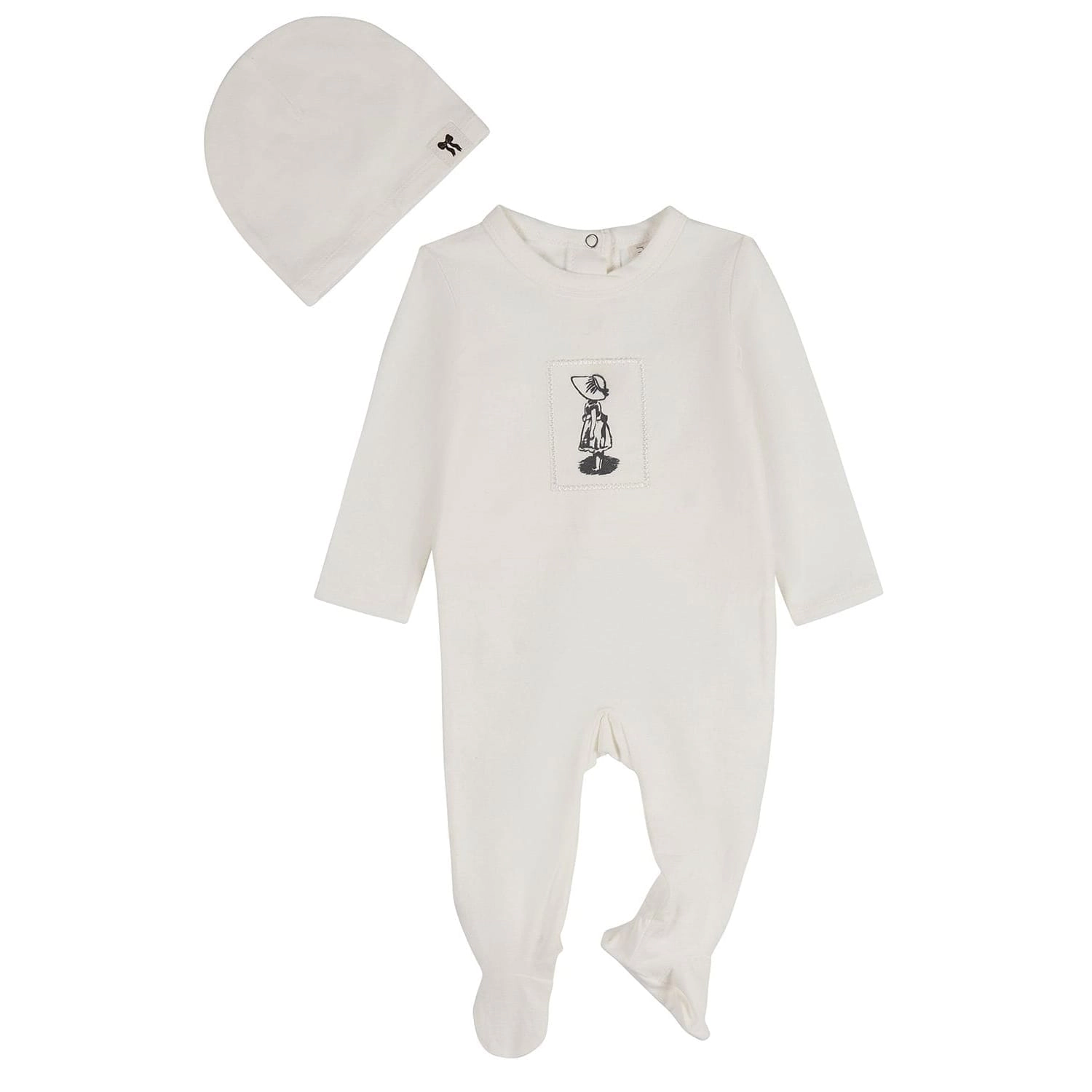 MeMoi 2 Piece Baby Girls "The Little Girl And Her Sun Bonnet" Cotton Rich Footie Set