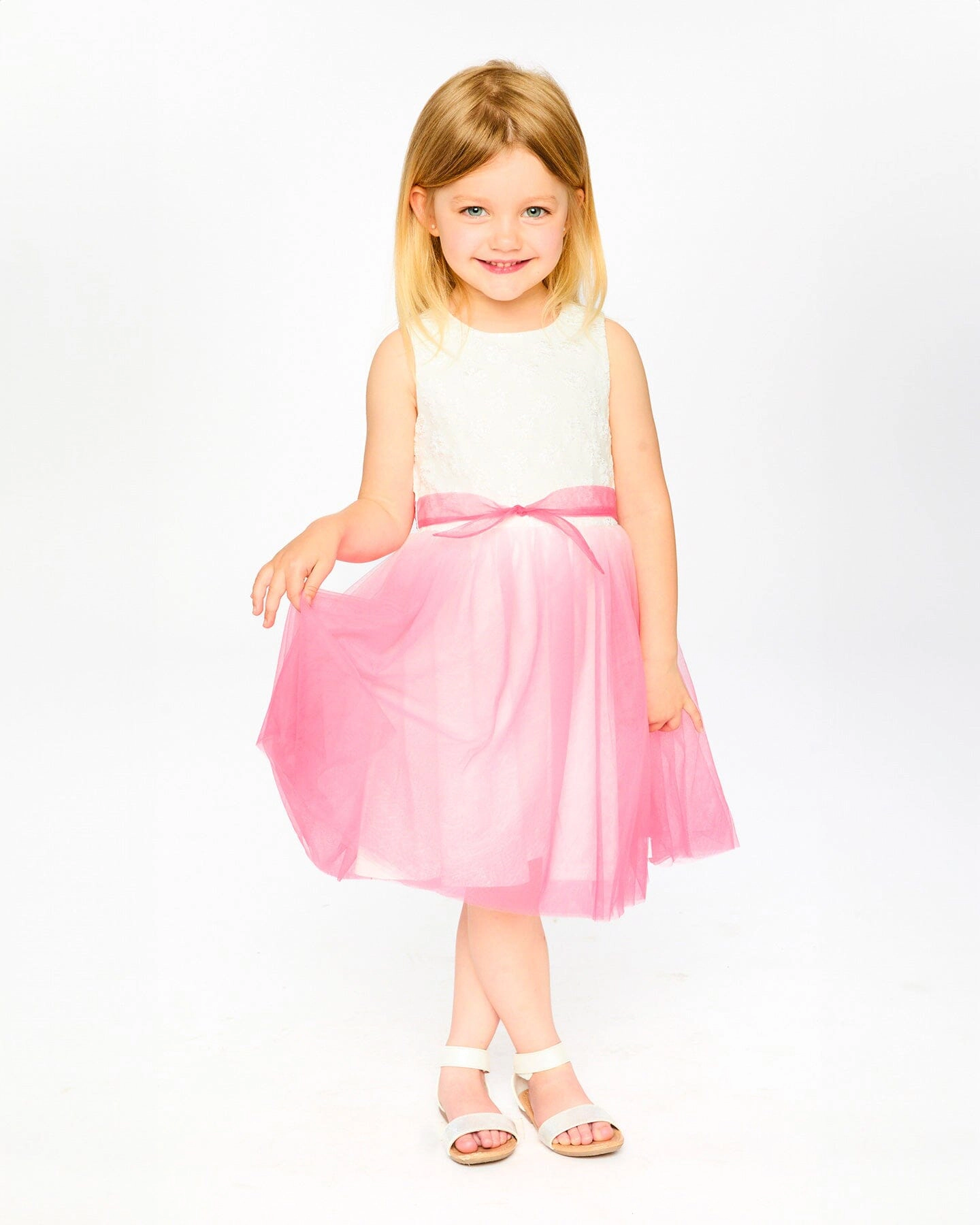 Deux par Girls Bi-Material Pleated Mesh Dress