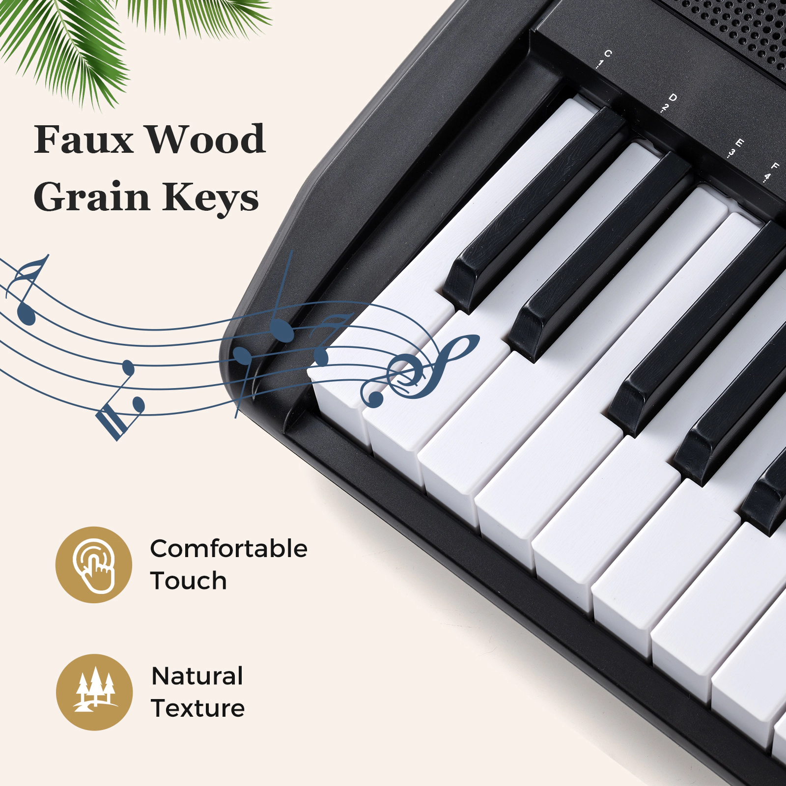 SUGIFT 61-Key Beginners Electric Piano Keyboard Kit with Adjustable Stand and Stool Black