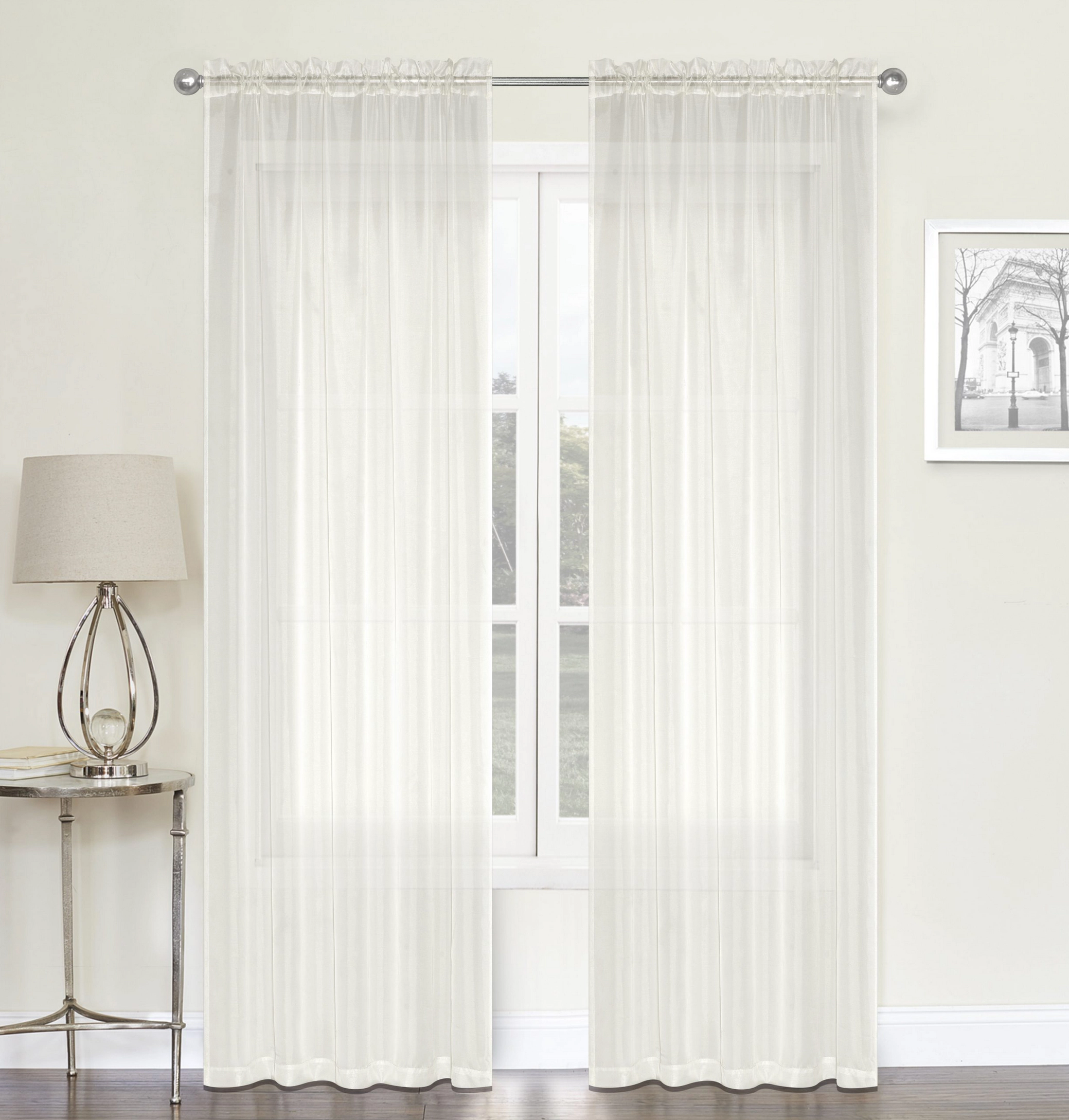 Kate Aurora Living 4-Pack High End Luxe Rod Pocket Sheer Voile Window Curtain Set