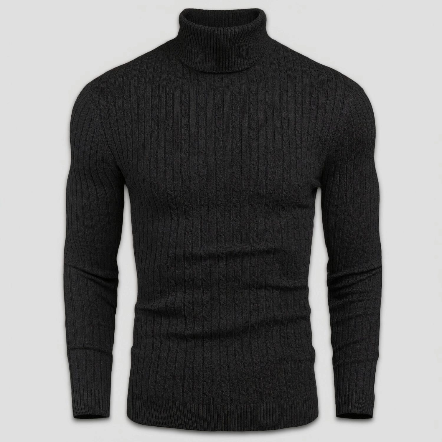 COOFANDY Mens Cozy Long Sleeve Sweater Fall Turtleneck Cable Knit Slim Pullover