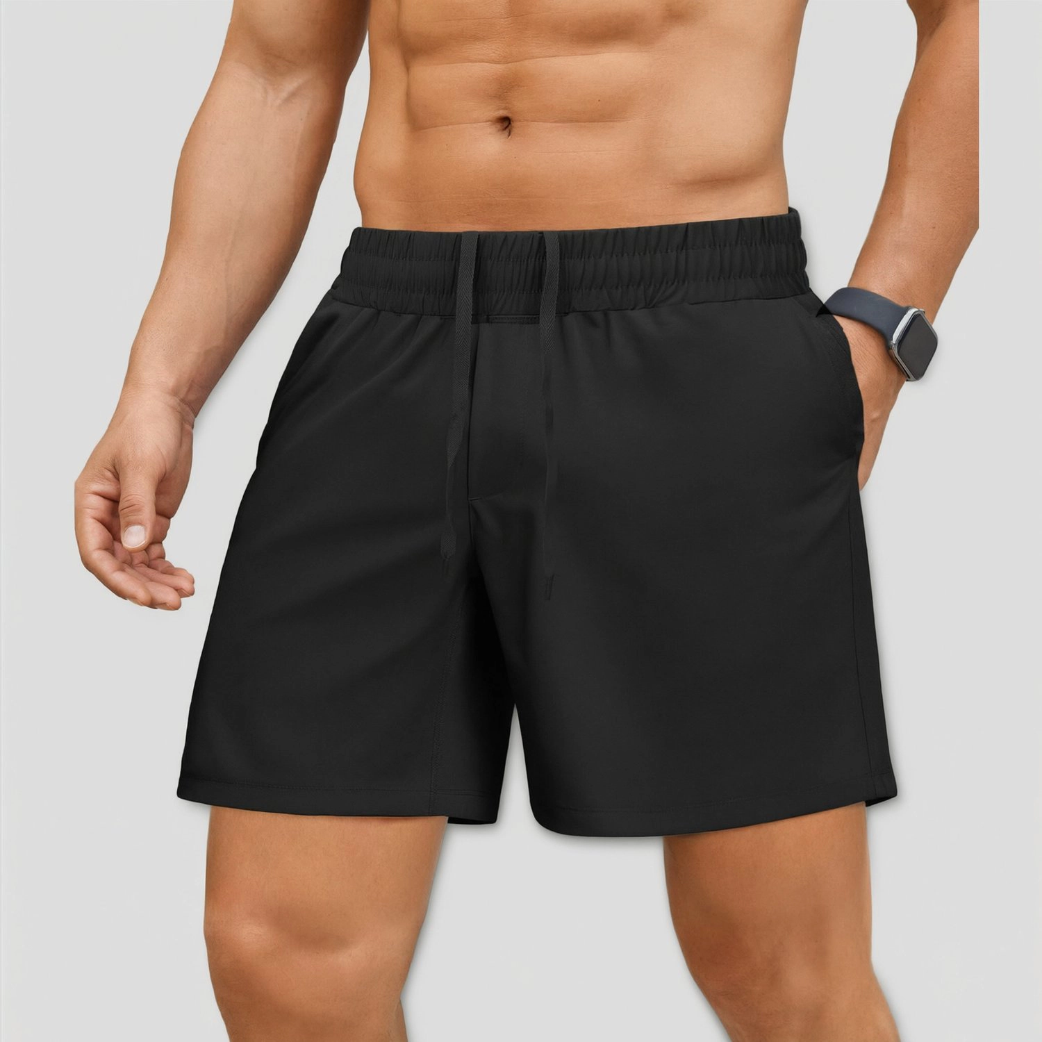 Pinspark Men's Elastic Waist Athletic Shorts with Pockets