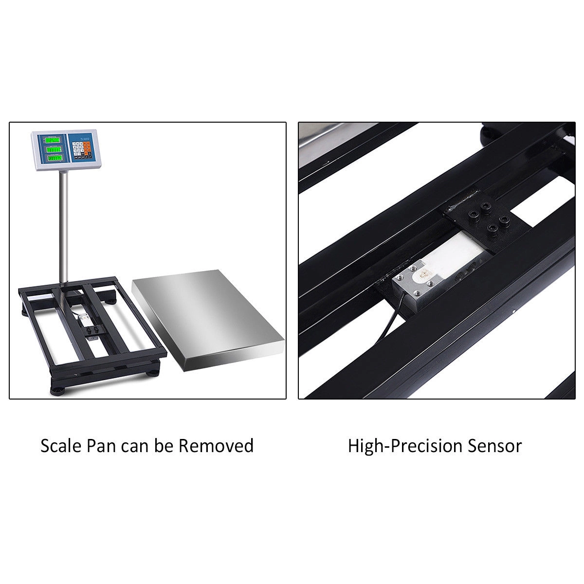 SUGIFT 660 lbs Digital Floor Platform Scale Silver with Stainless Steel Plate