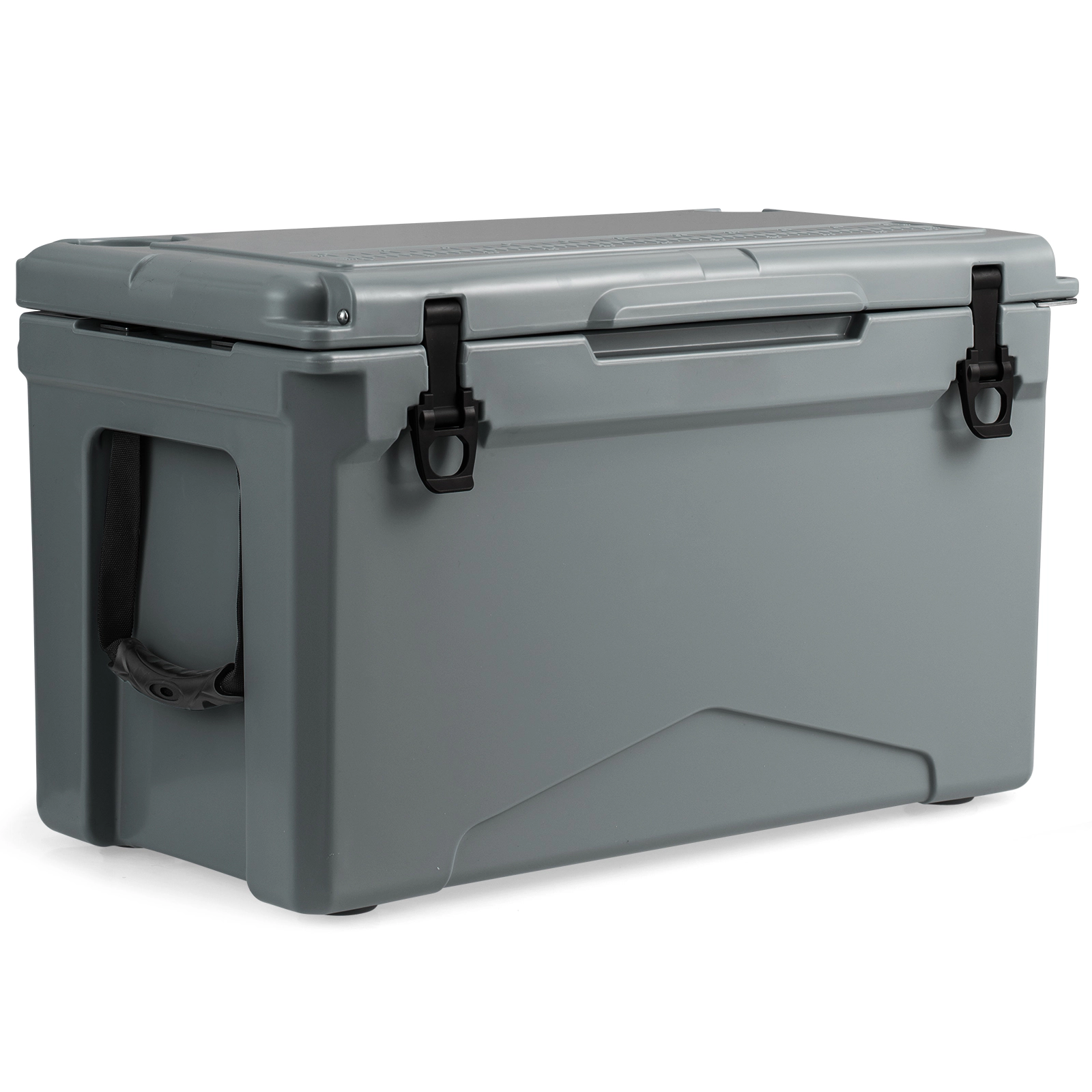 SUGIFT Gray 50-qt 220-lb Capacity Rotomolded Hard Cooler Ice Chest with Cup Holders and Bottle Opener