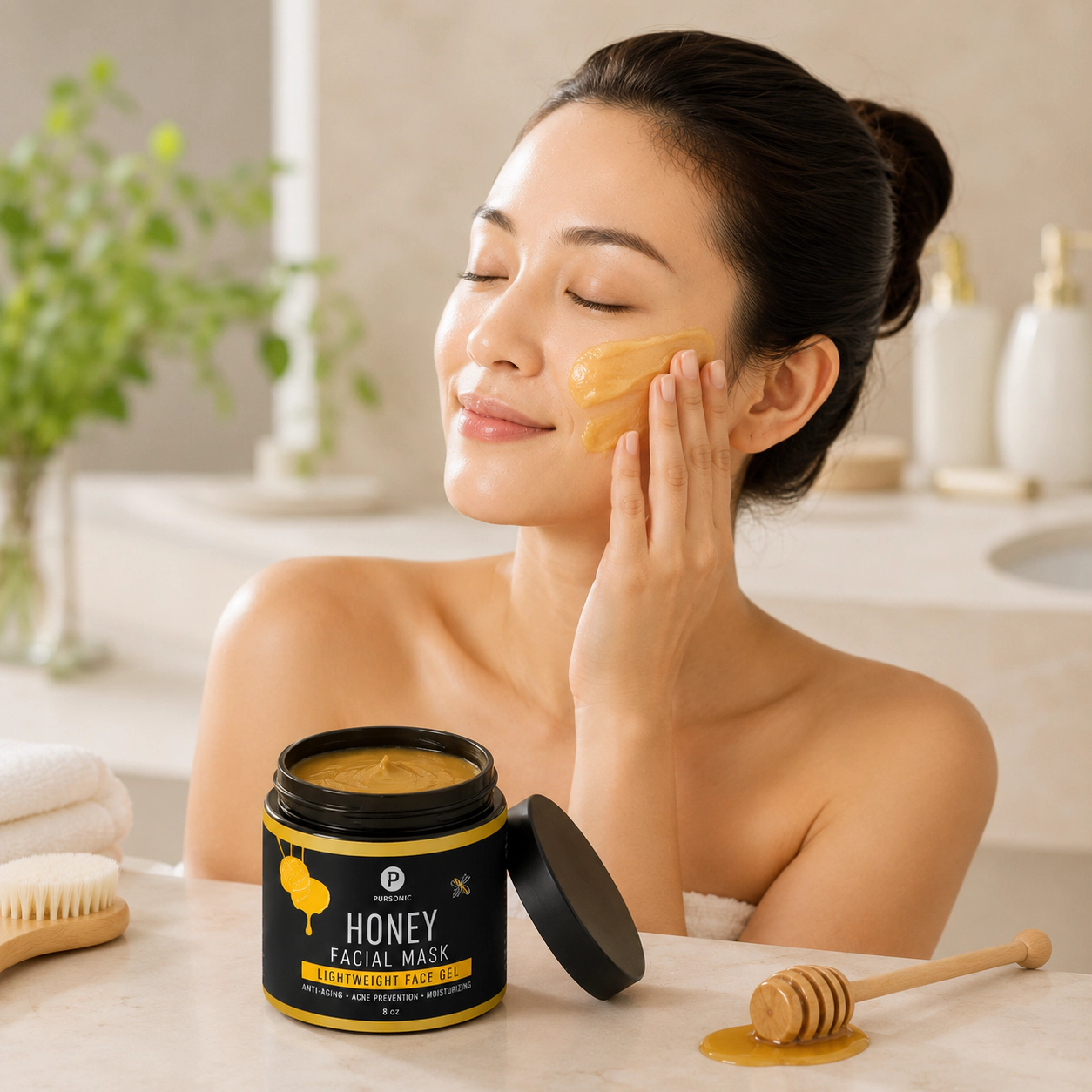 Pursonic Unisex Natural Skincare Treatment Bundle – Dead Sea Mud Mask & Honey Hydrating Facial Mask Set