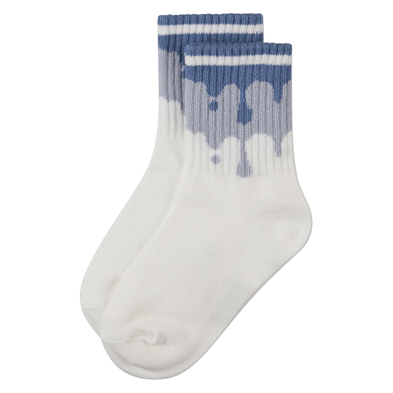 Memoi Kids Girl "Paint Drip" Ribbed Cotton-Blend Novelty Crew Sock