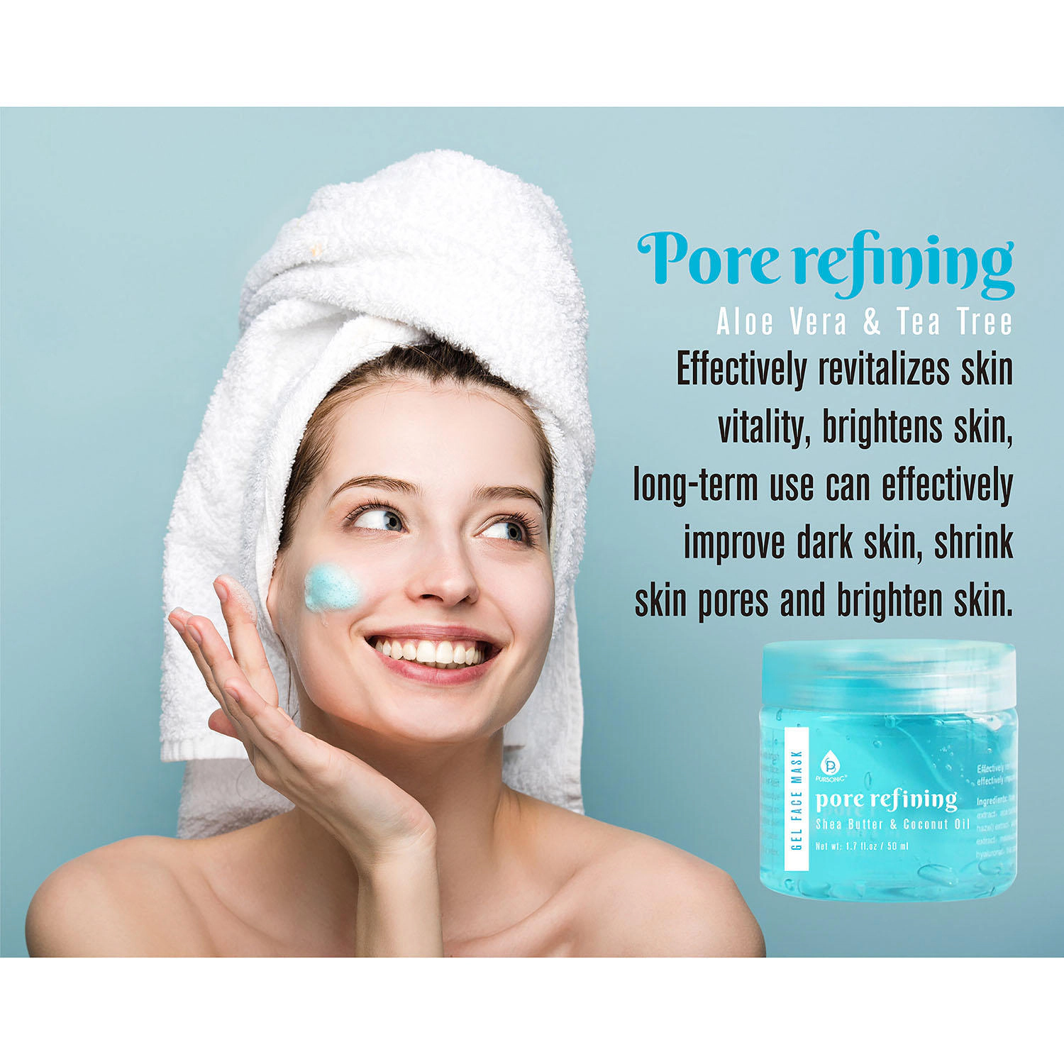 Pursonic Women’s Pack Facial Therapy Gel Face Masks with Mask Applicator