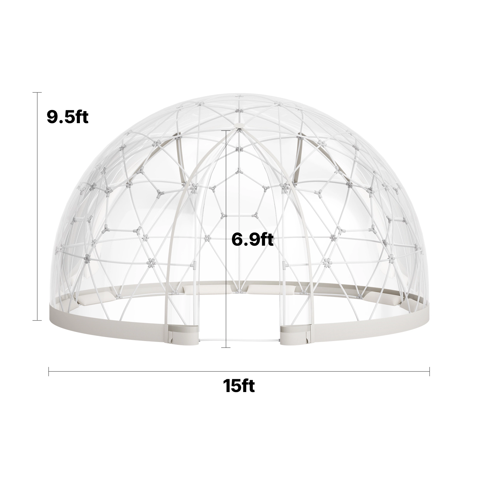 HONGGE Garden Dome Igloo Outdoor Clear Bubble Tent for Weatherproof Geodesic Dome Greenhouse with Window PVC Igloo Tent