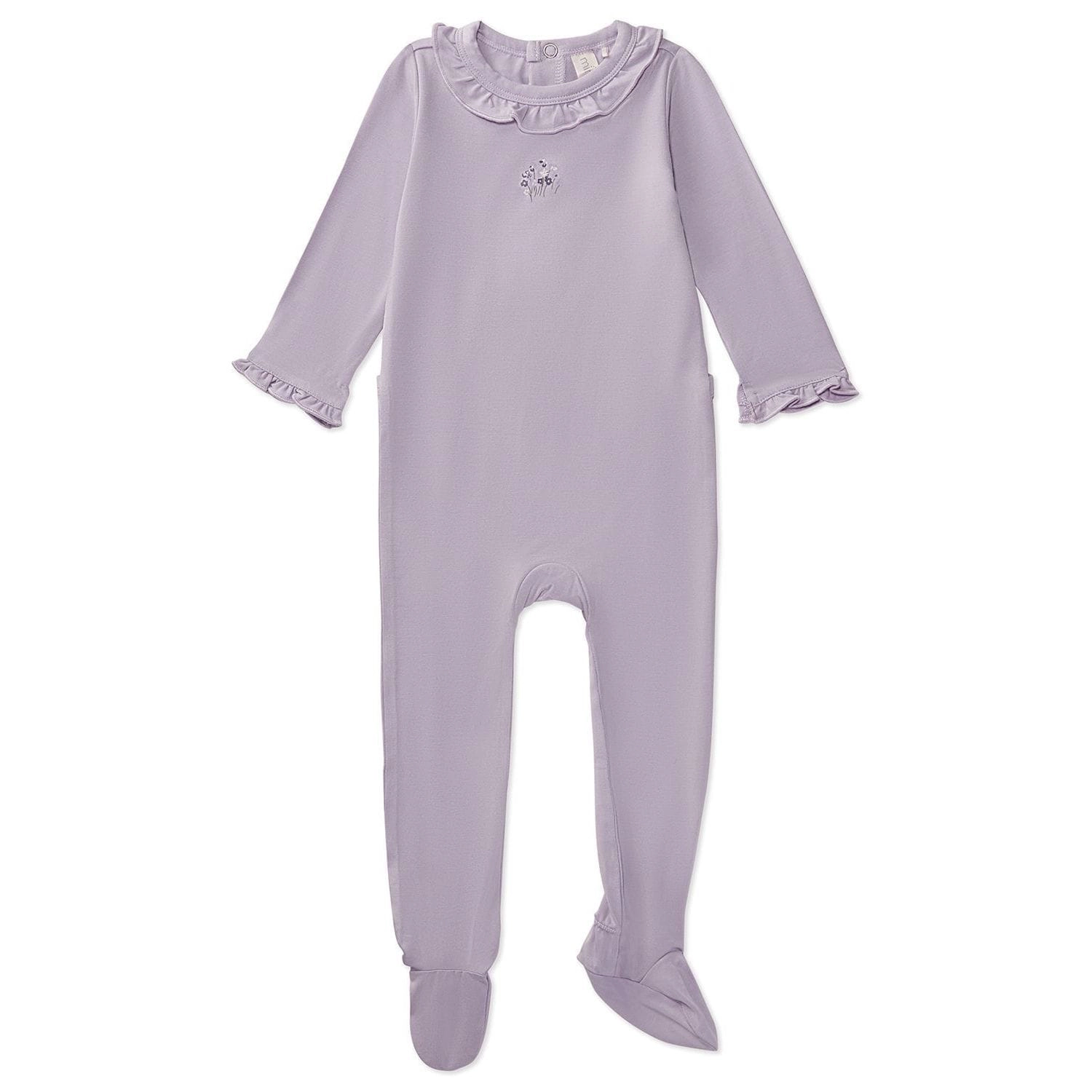 MeMoi Baby and Toddler Girls Modal-Blend Ruffle-Trim Footie
