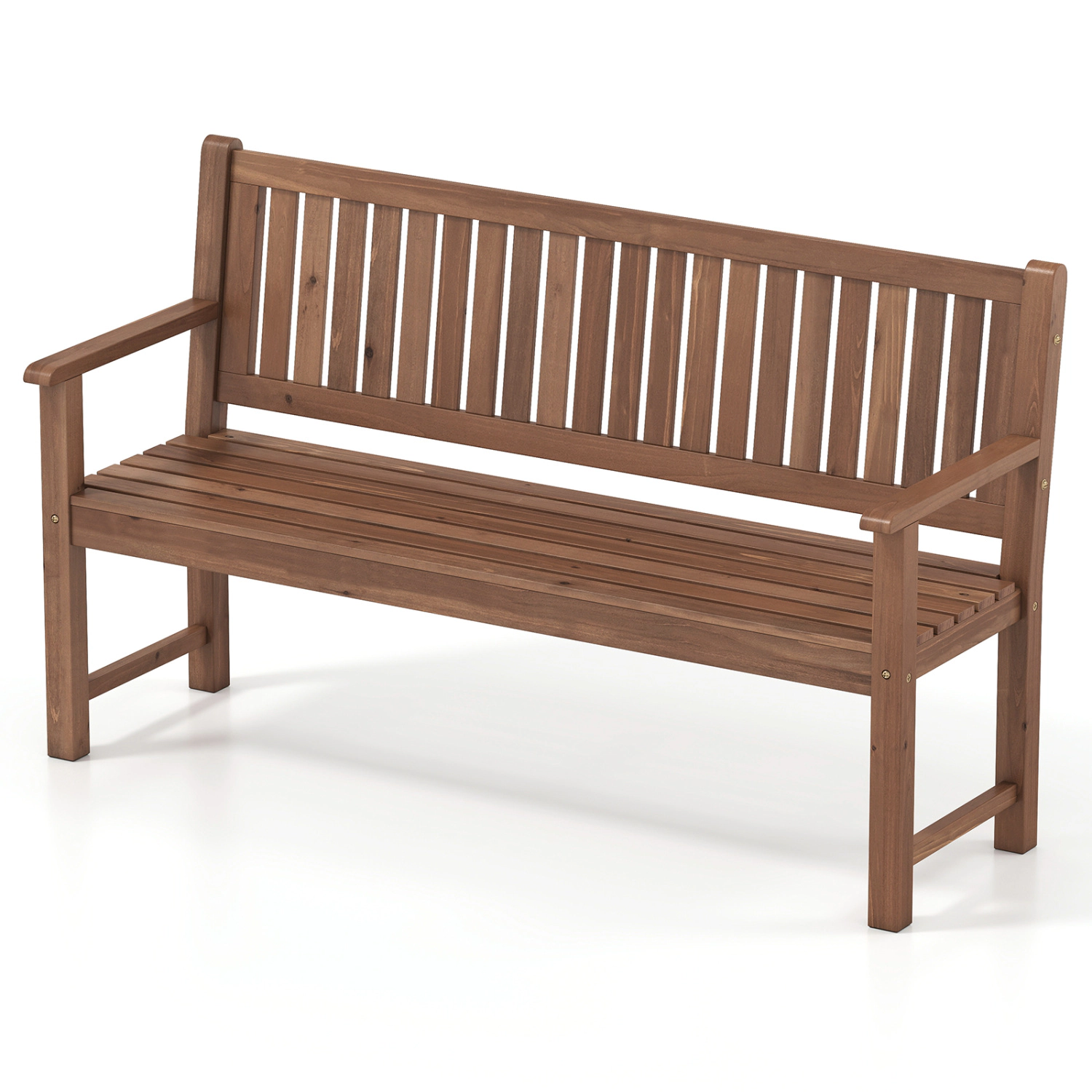 LJG 3-Seater Outdoor Wooden Bench 59 Inch Large Garden with Backrest