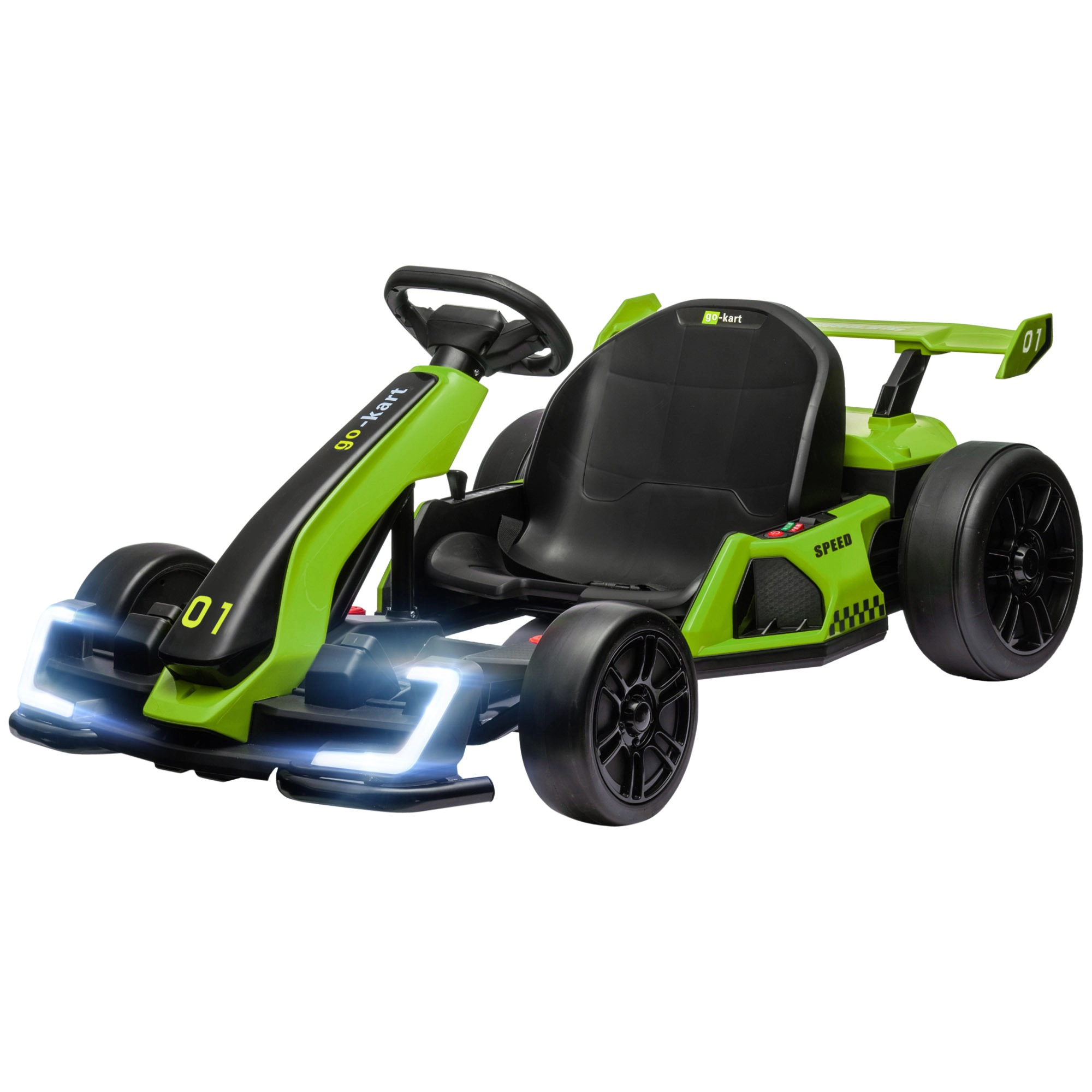 HONGGE 24V Kids Electric Go Kart, 7.5 MPH with 3-Level Adjustable Seat and Soft Start, Ages 6-12