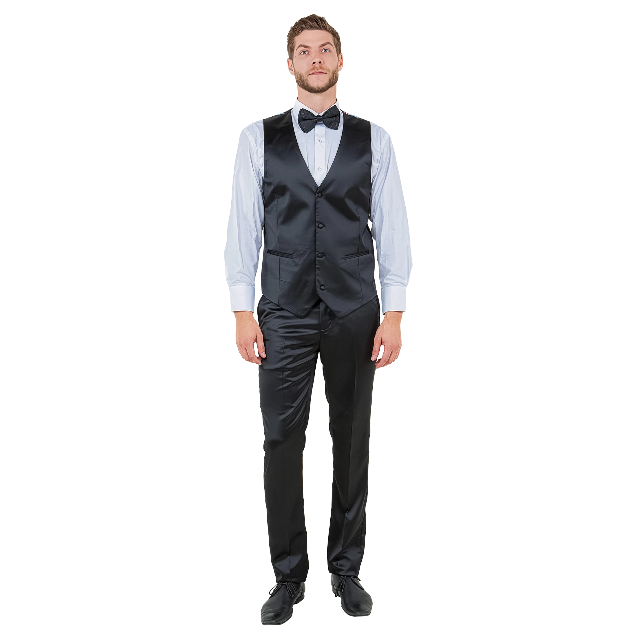 Tazzio Men's Skinny Fit 3-Pc. Satin Suit Set Includes Bowtie