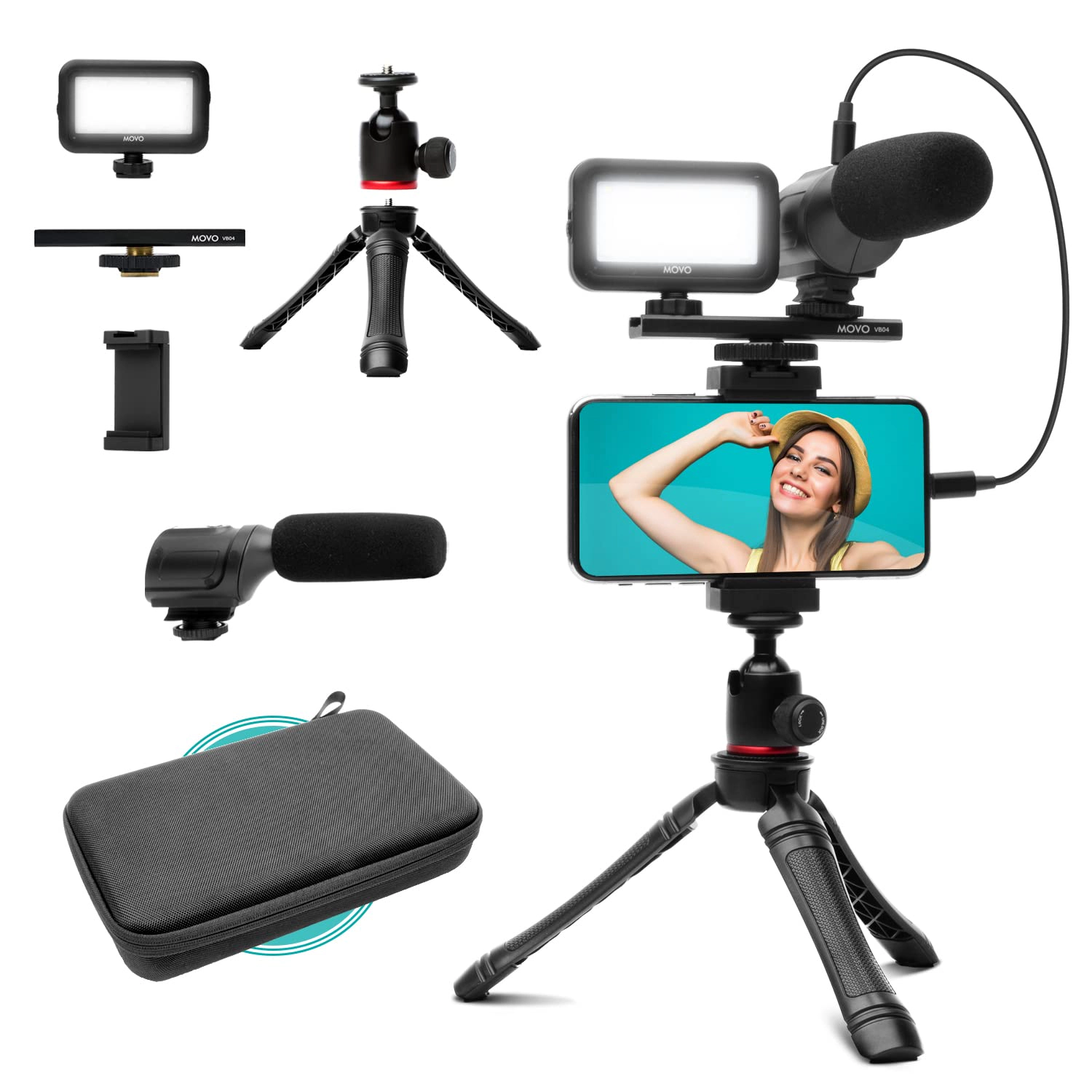Movo uVlogger Kit for Android with Light Mic Phone Mount Tripod