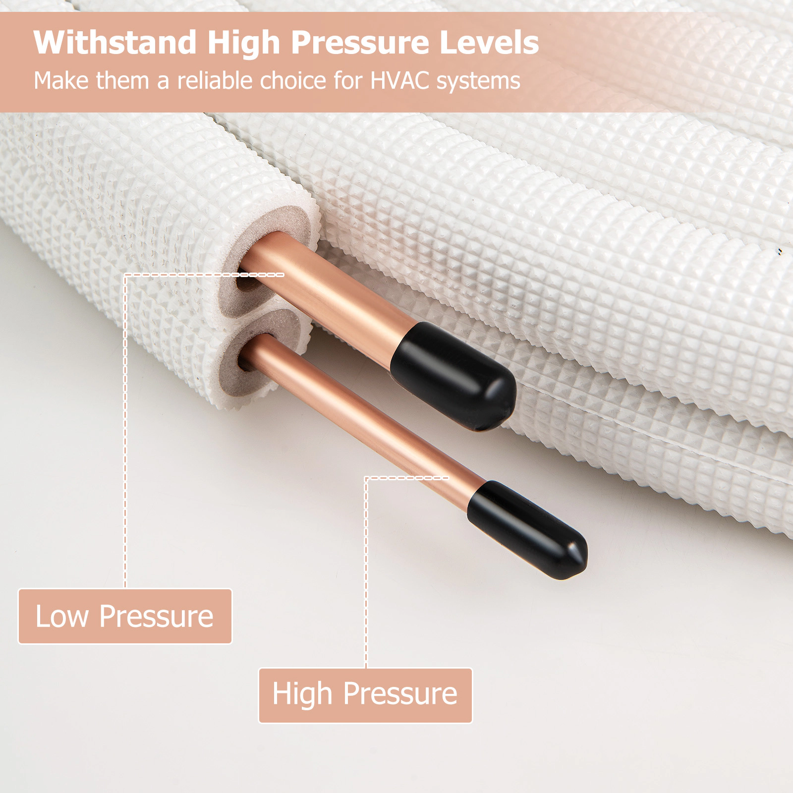 LJG 25 Feet Mini Split Line Set with 1/4 Inch and 3/8 Inch O.D. Copper Pipes Tubing