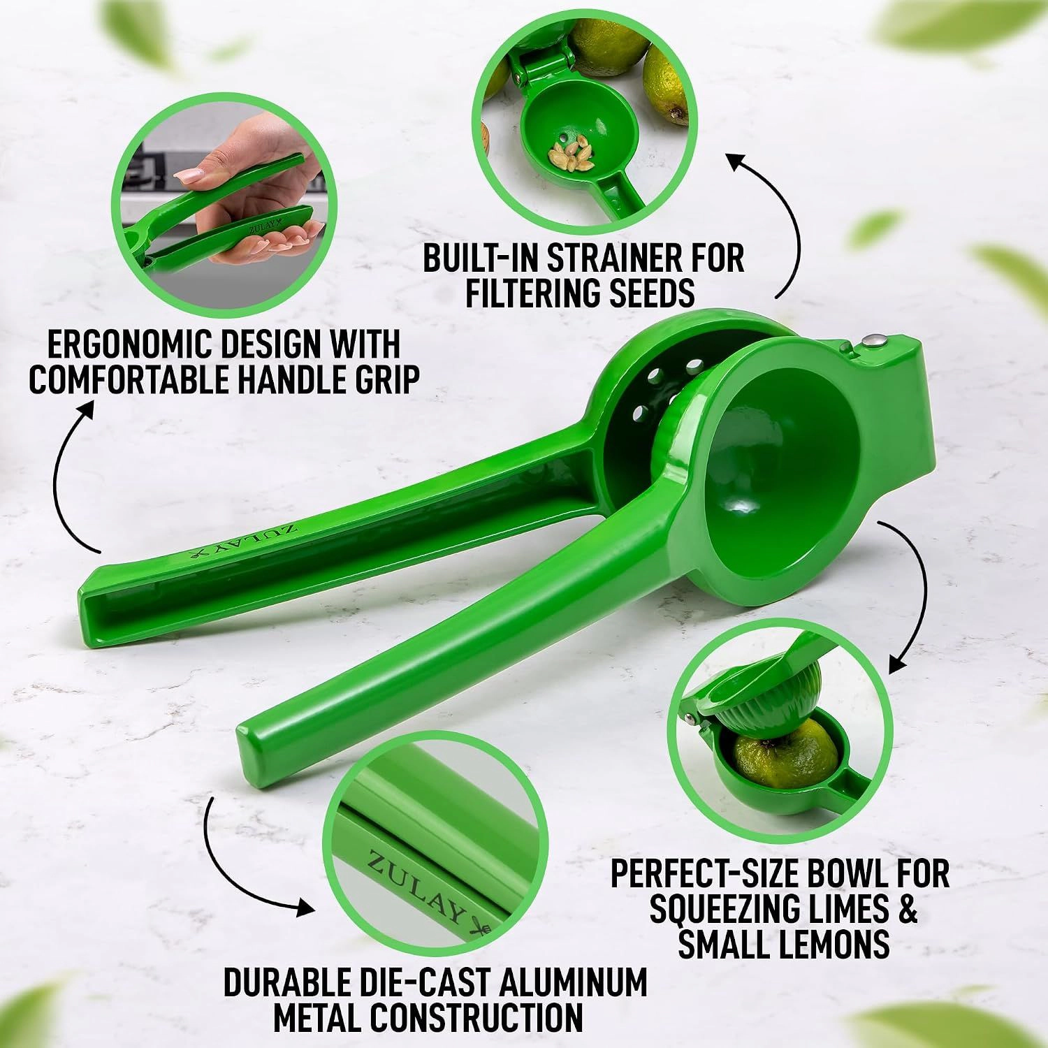 Zulay Kitchen Metal Lime Squeezer – Heavy-Duty Citrus Juicer for Maximum Juice Extraction