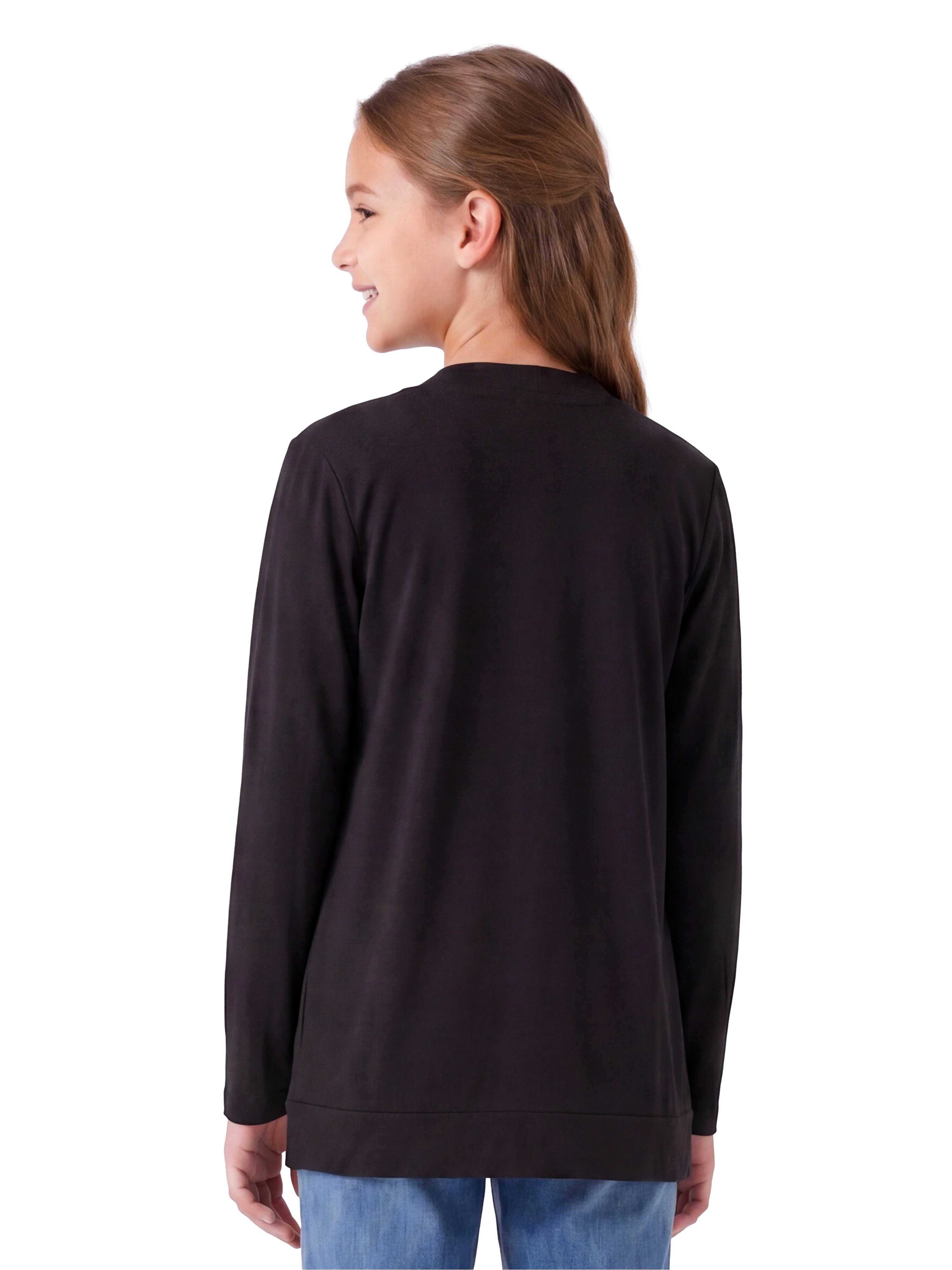 24sevenKid Essential Girls Open Front Long Sleeve Pocket Cardigan