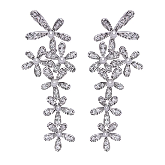 AGP PARIS Womens Diva Gleaming Floral Drop Earrings