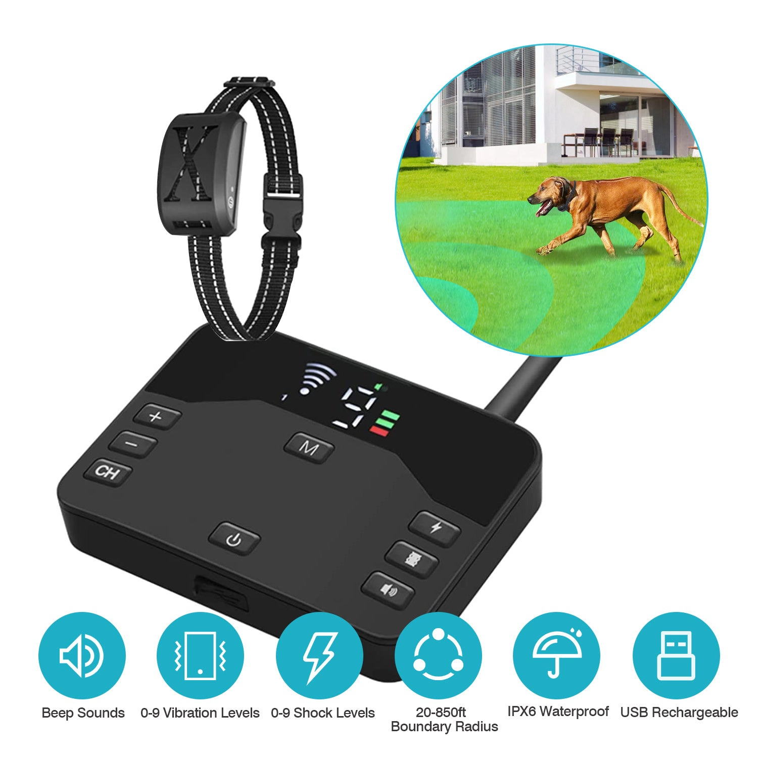 GBruno 2-in-1 Wireless Electric Dog Fence System