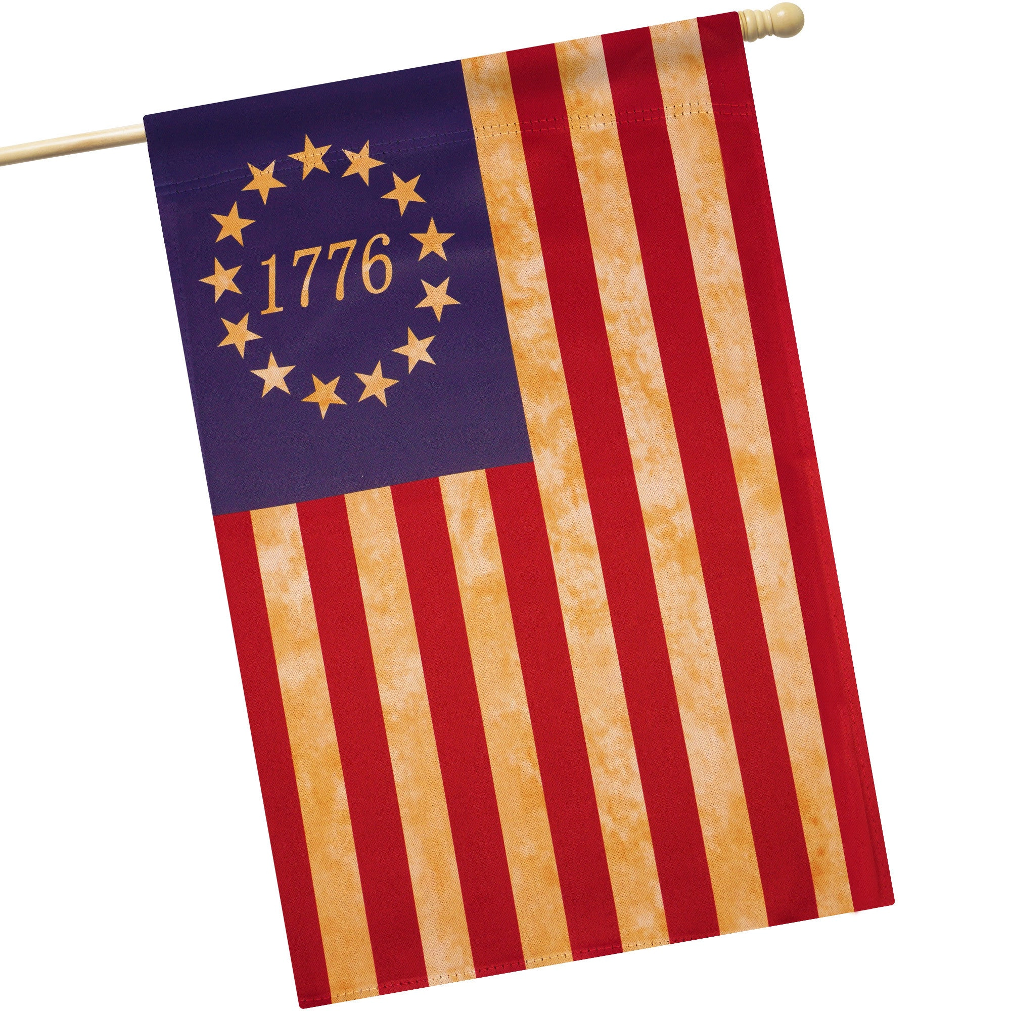G128 Betsy Ross 1776 Tea-Stained House Flag 28x40in Double-Sided Blockout Polyester