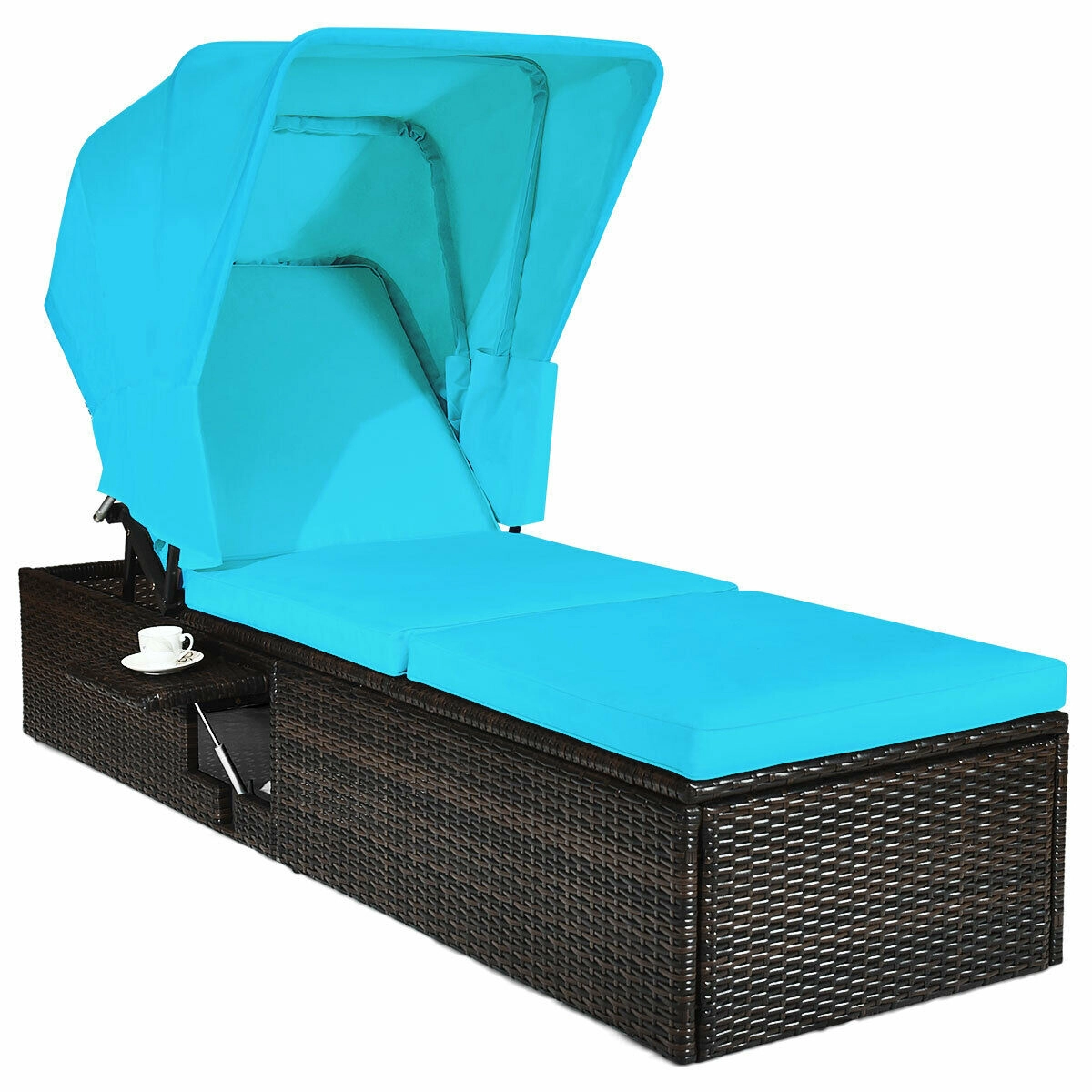 Hivvago Outdoor Chaise Lounge Chair with Folding Canopy