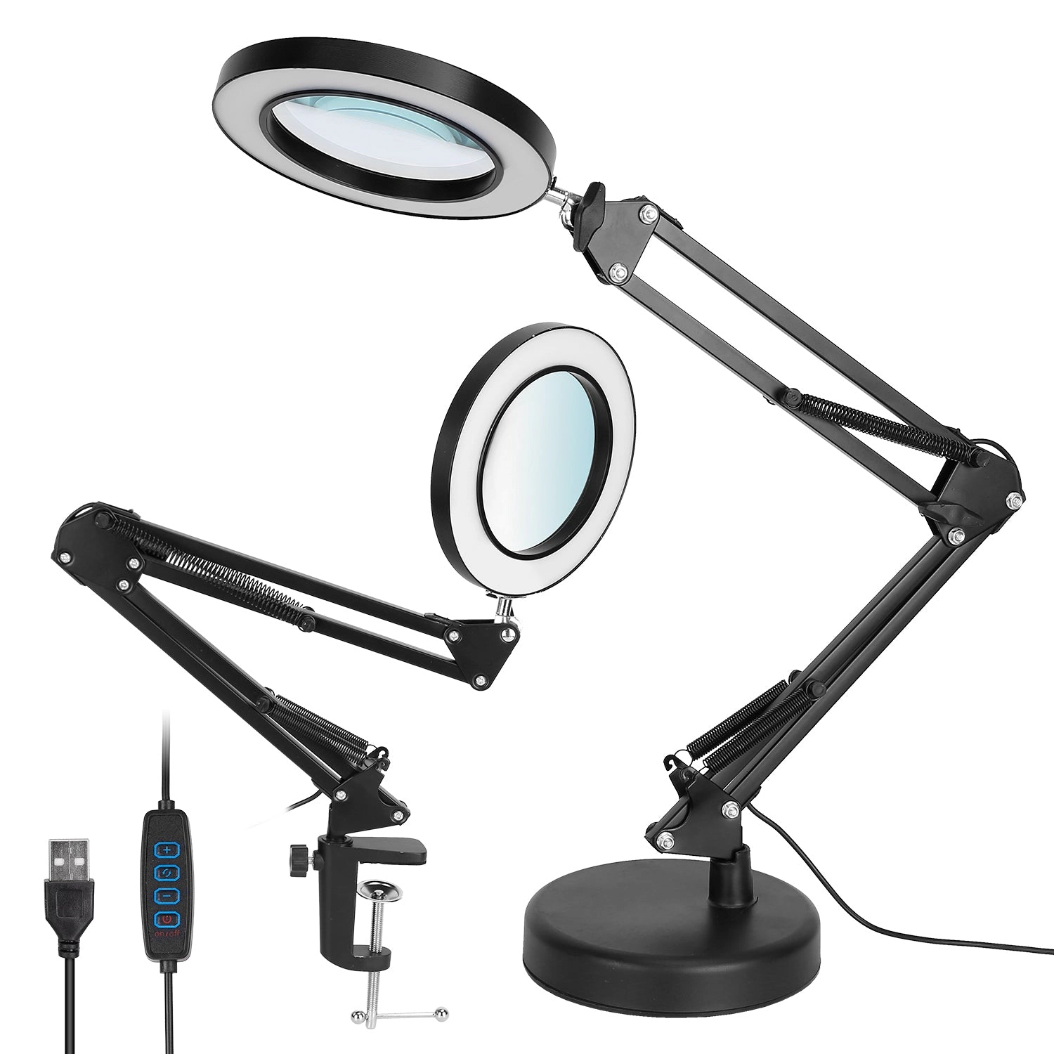 GBruno 2-in-1 LED Magnifier Desk Lamp With Clamp