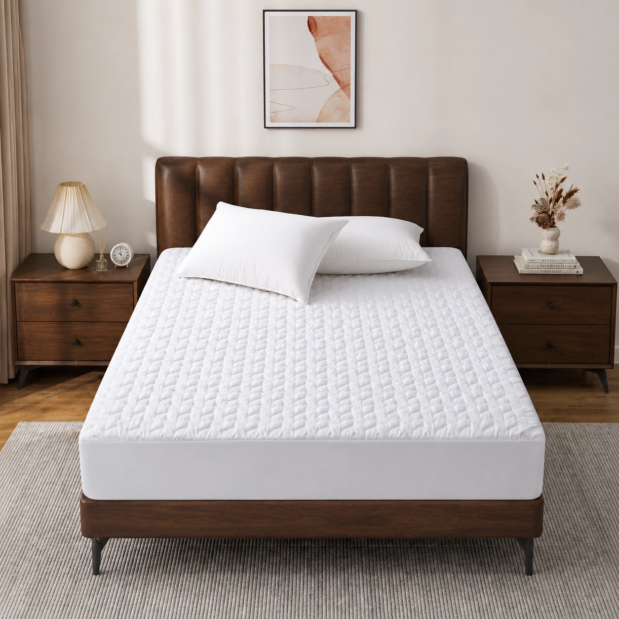 PEACE NEST Ultrasonic Craft Breathable Waterproof Mattress Protector with Deep Pocketed Geometric Pattern