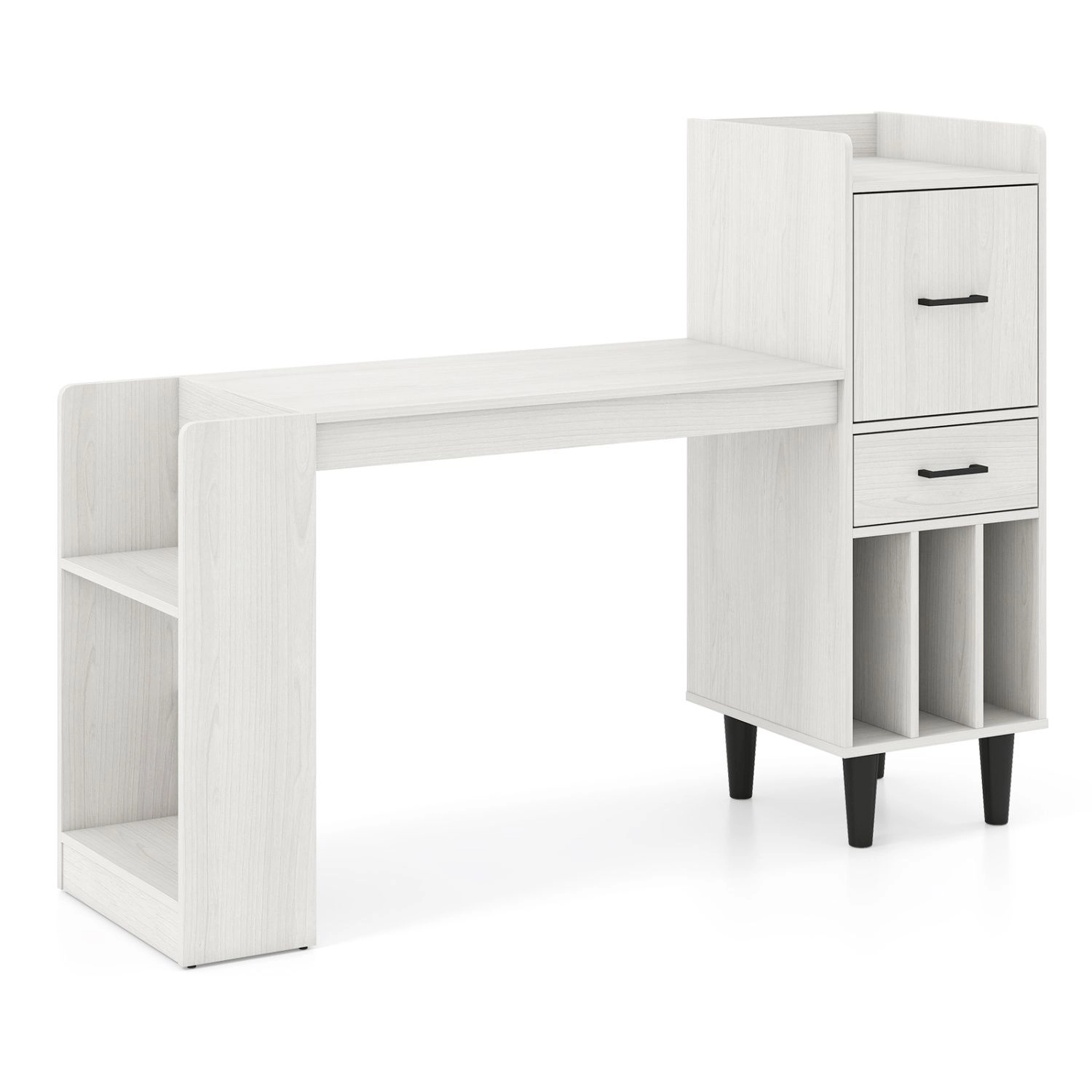 SlickBlue Computer Writing Desk with Storage Shelves and Drawer