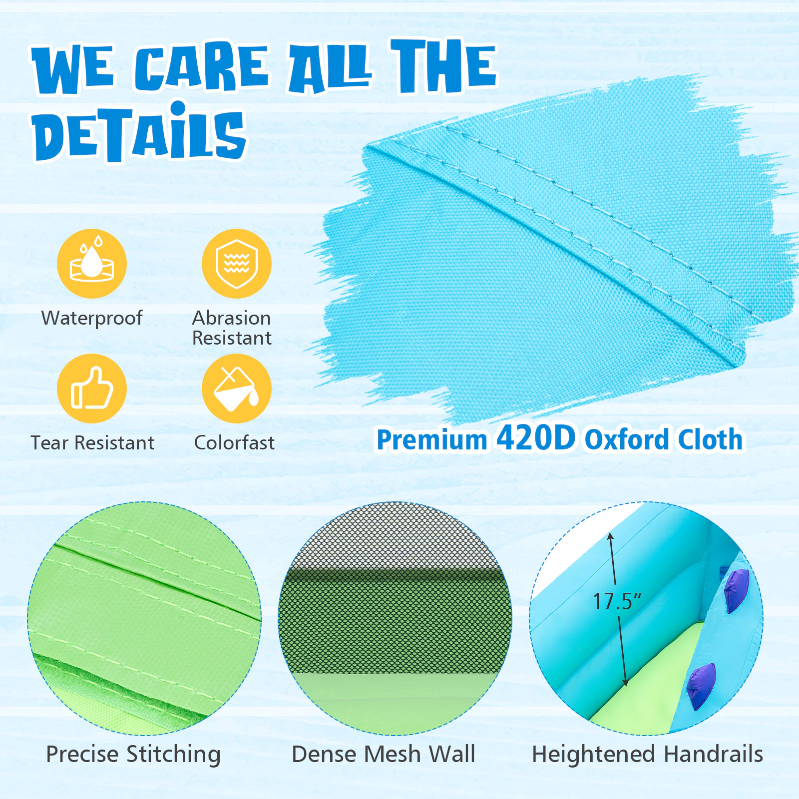 SUGIFT Dual Slides Splash Pool Carry Bag and 584W Blower Kids Inflatable Water Slide