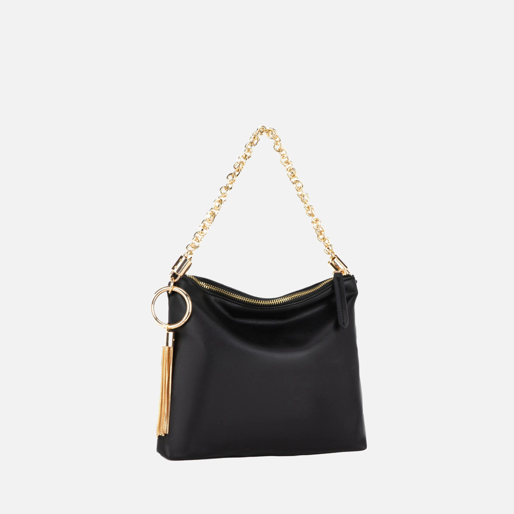 MKF Collection by Mia K Faux Leather Shoulder Bag with Gold Chain and Tassel