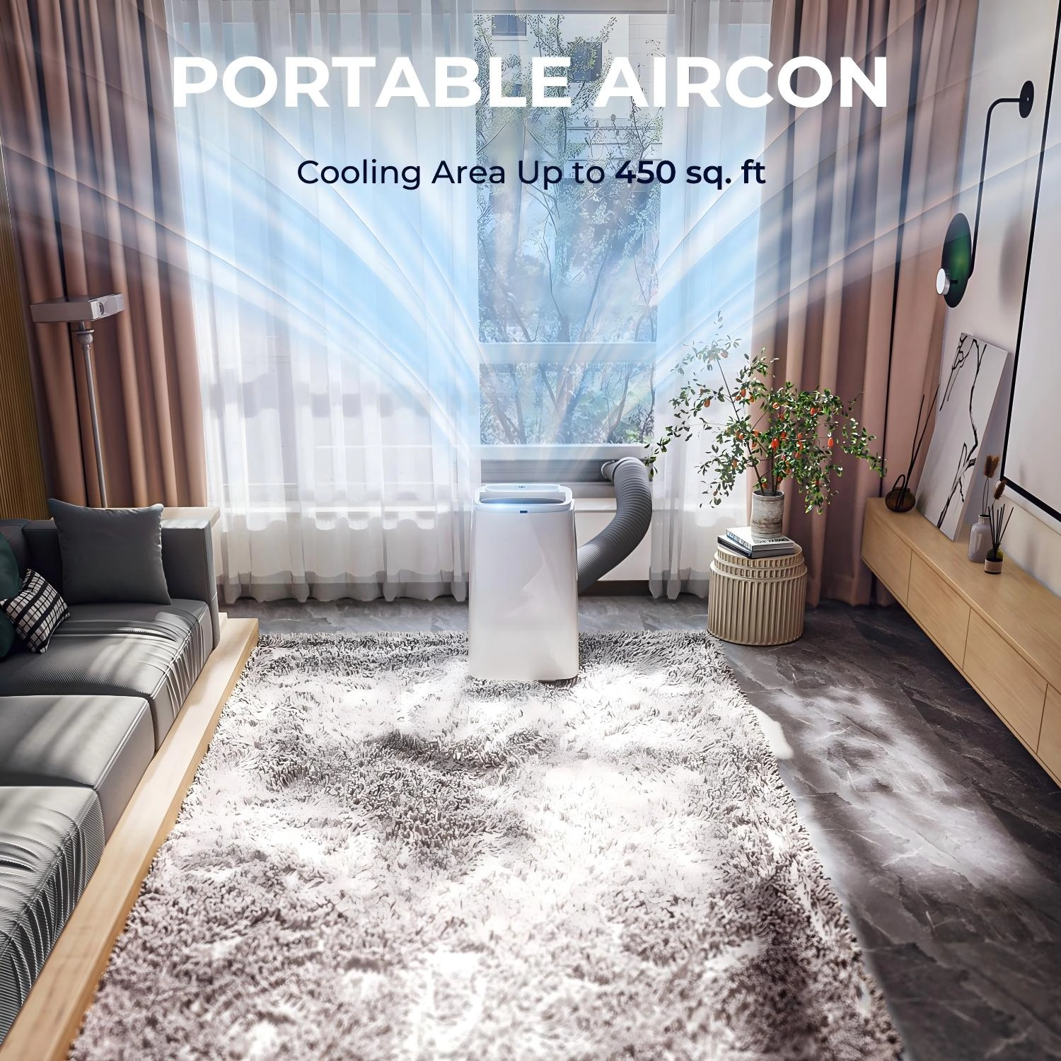 SUGIFT 12000-BTU 450-sq ft 3-in-1 Portable Air Conditioner with 75-Pint Dehumidifier and 3 Fan Speeds