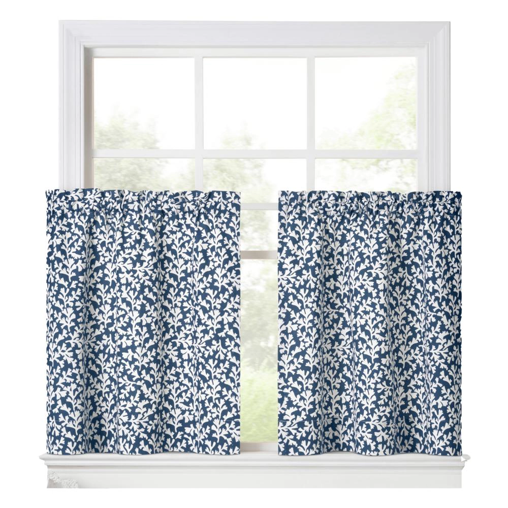 Ellis Curtain Sea Tumble Window Treatment 1.5 Rod Pocket 100% Cotton Curtain Tiers