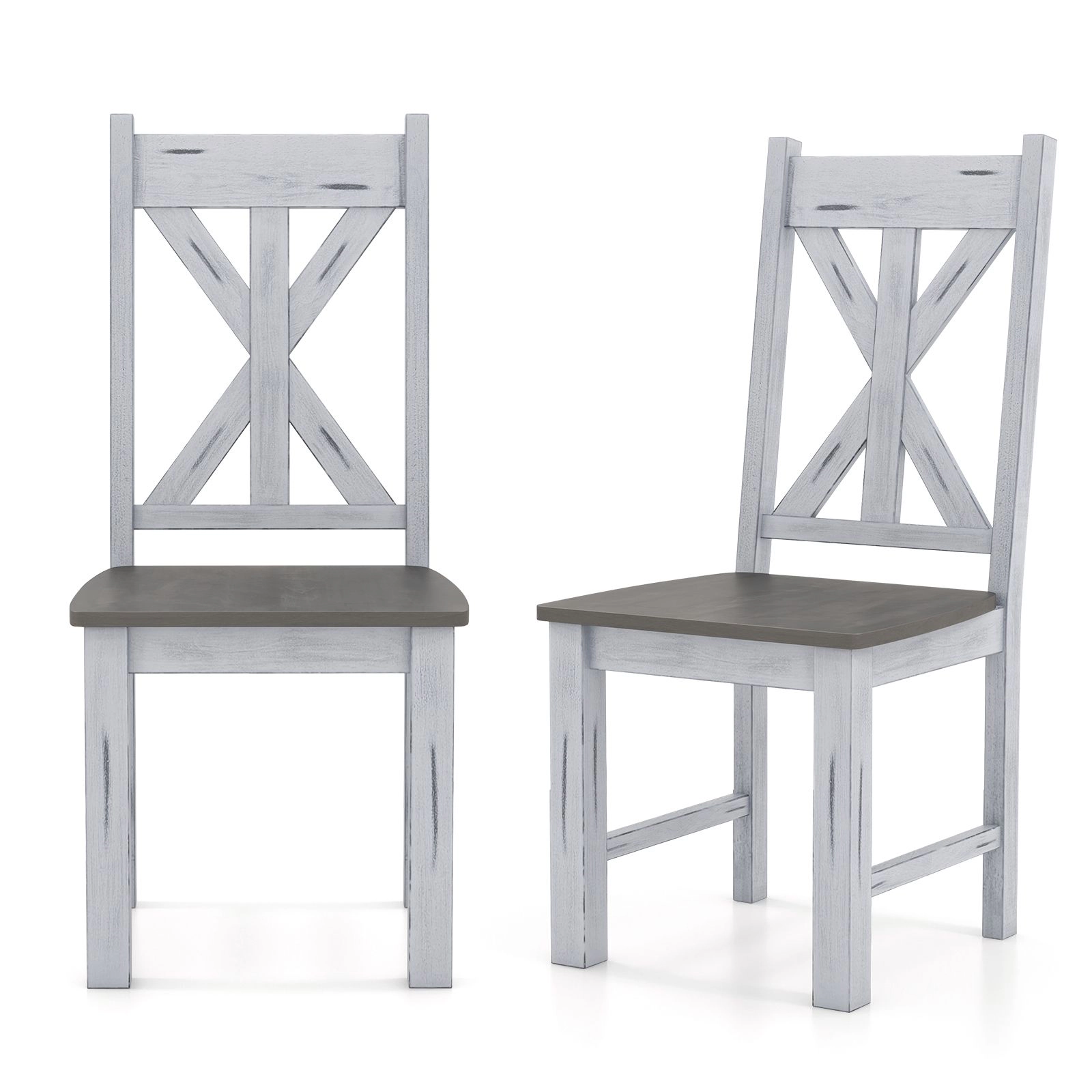 SlickBlue Farmhouse Dining Chairs Set of 2, Hollow Back Wood Chairs