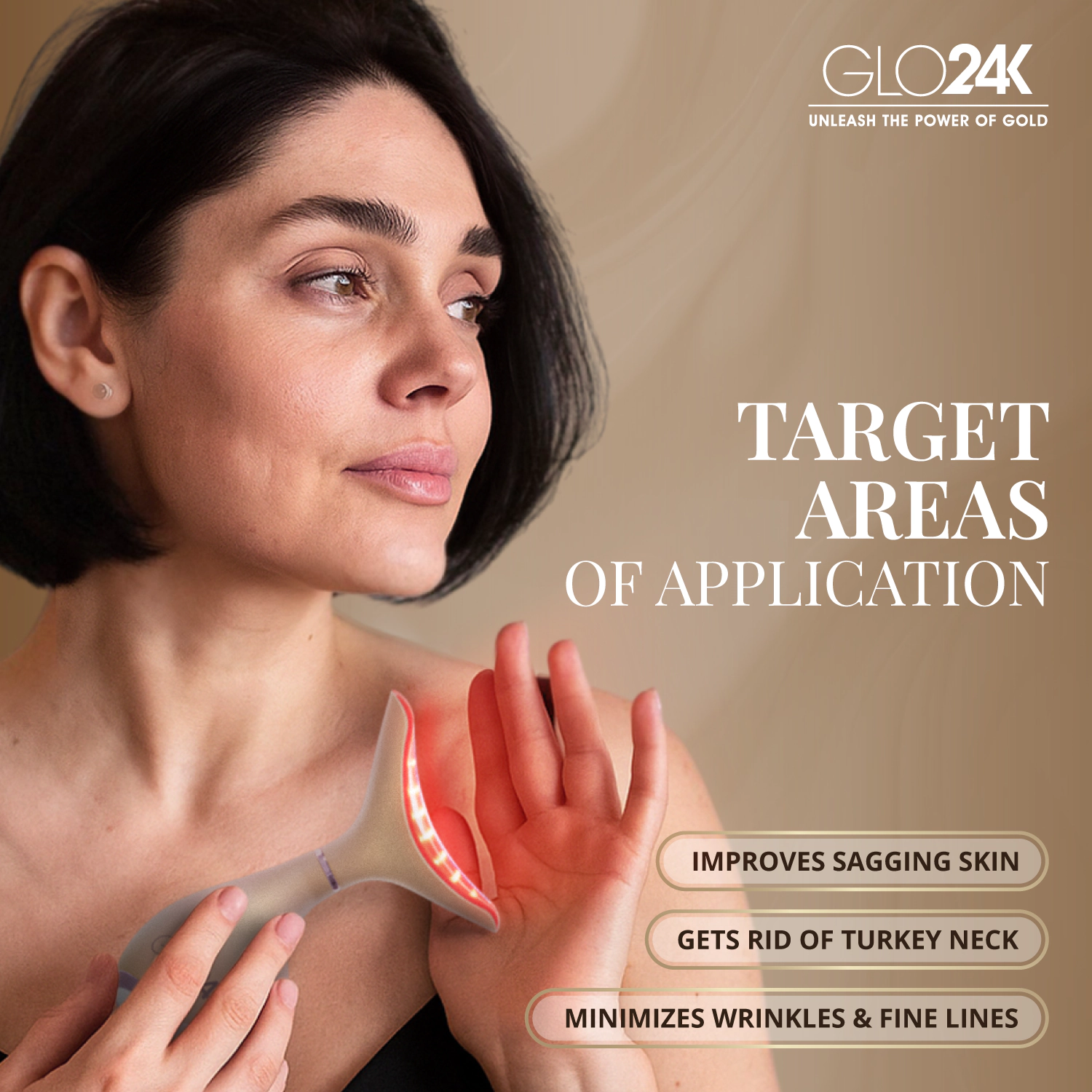 GLO24K 7 Color LED Neck and Face Beauty Device - Limited Edition