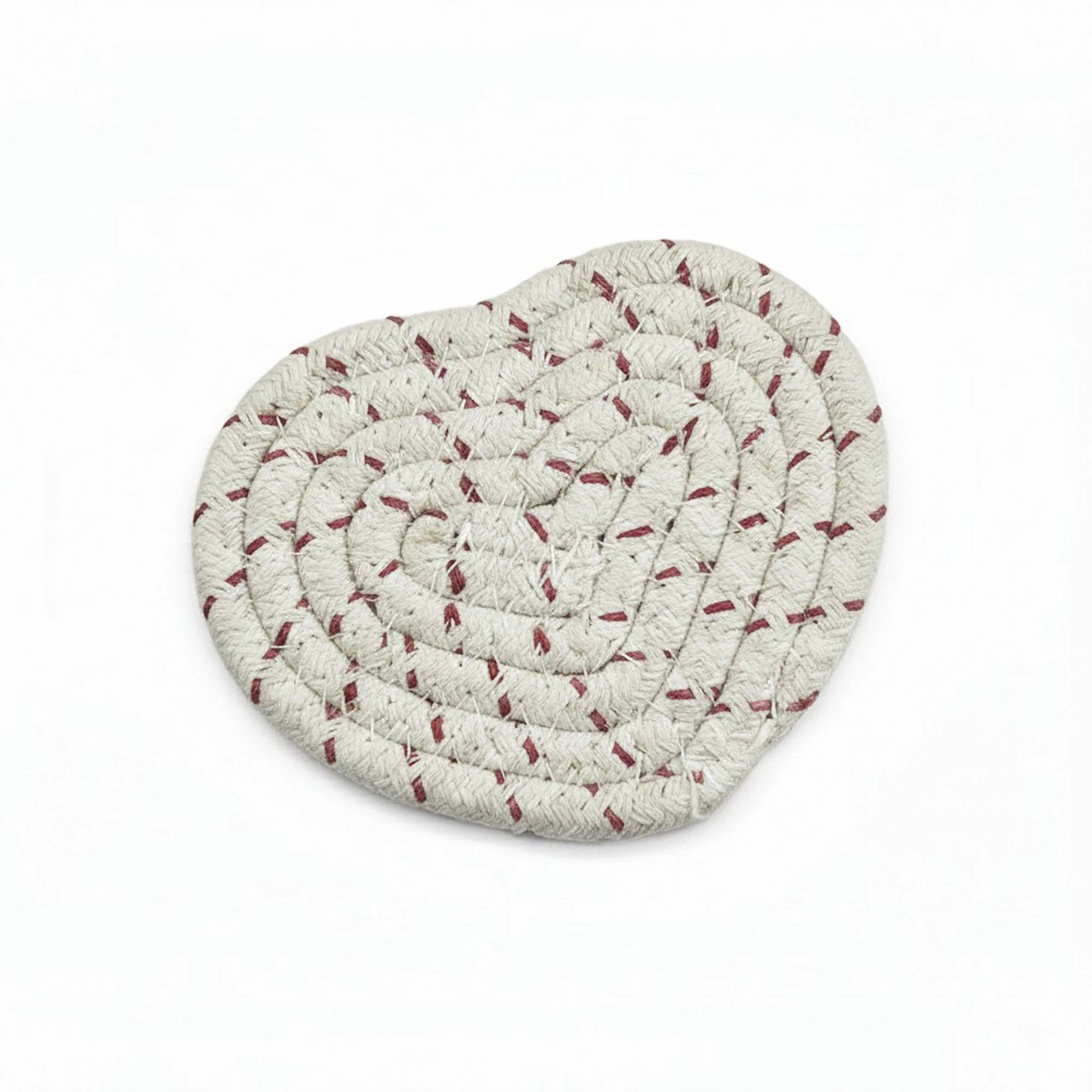 Alilang Unisex 2-PC Heart Shaped Braided Coaster Set Soft Table Protectors