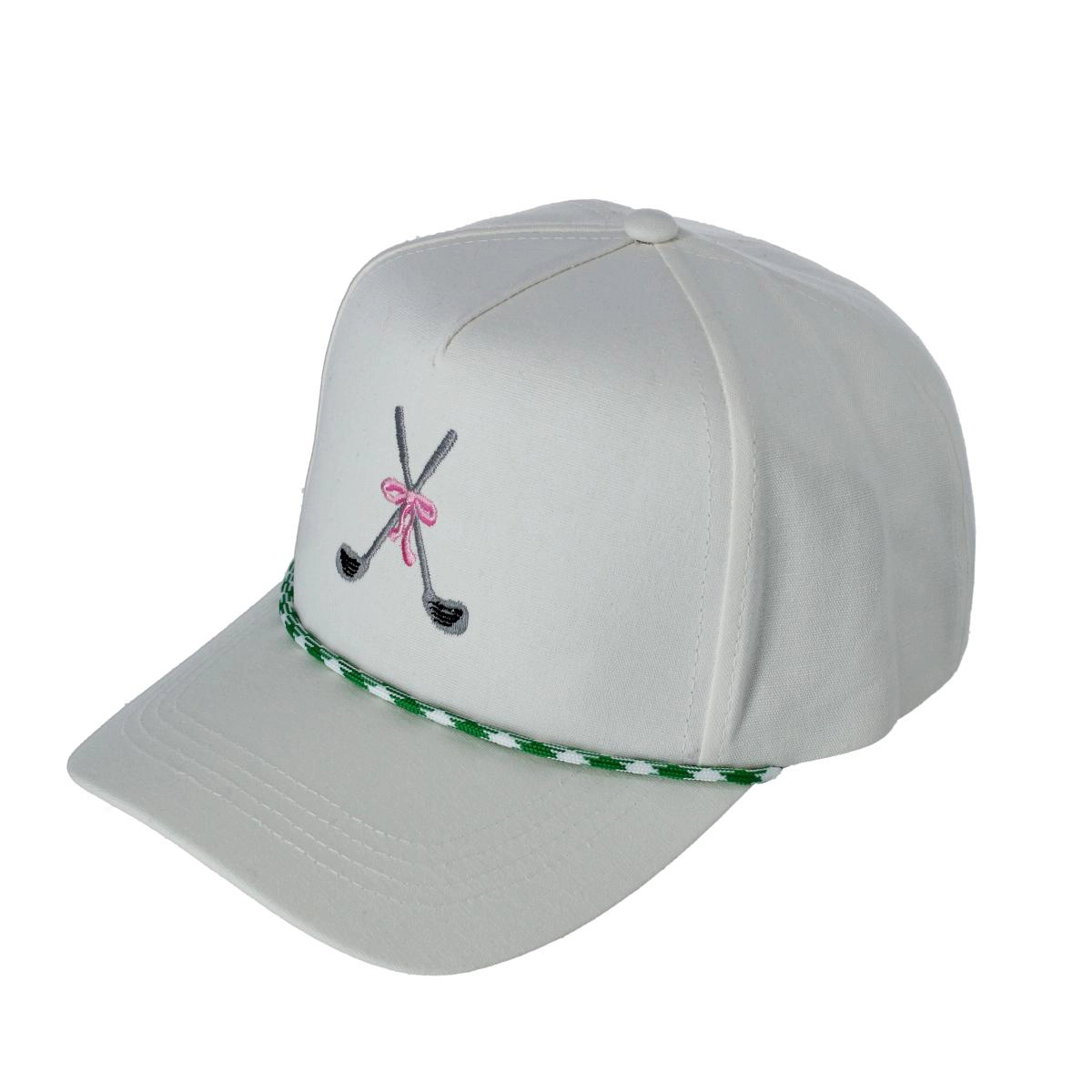 CTM Women's Golf Club Bow Cap with Rope Hatband