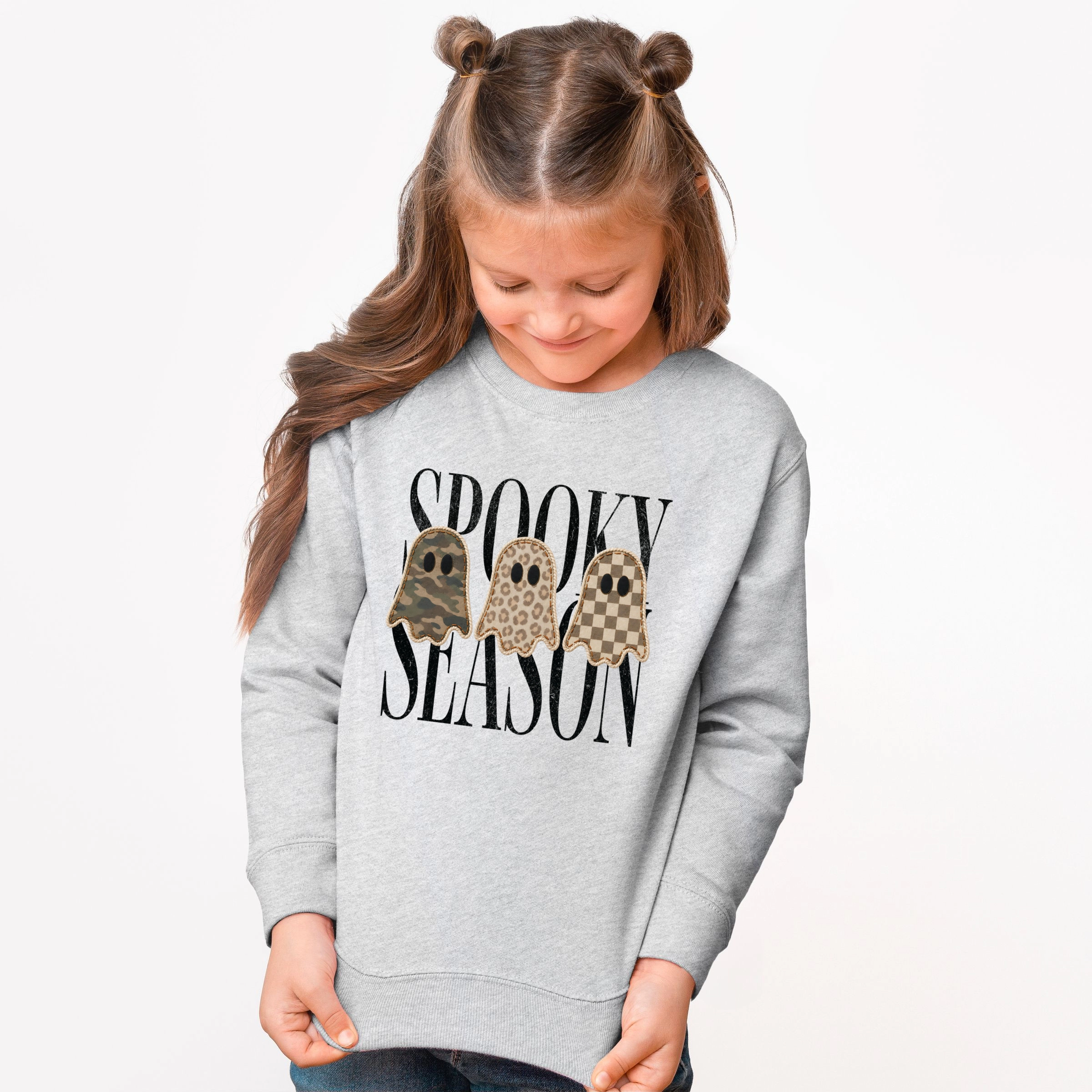 The Juniper Shop - Youth Graphic Sweatshirt Spooky Season Patterned Ghosts PRINT