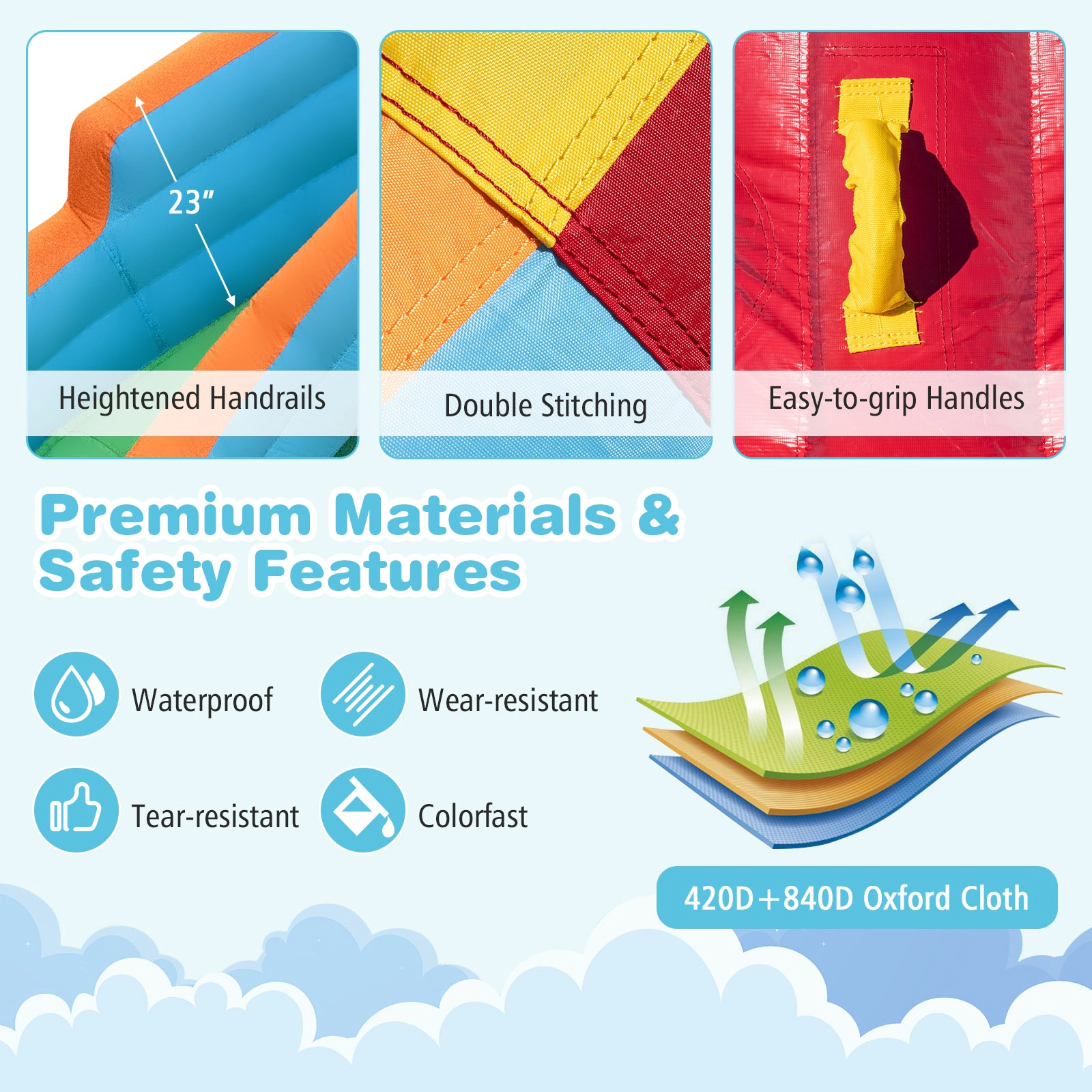 SUGIFT 6-in-1 Giant Inflatable Water Slide Park with Splash Pool Climbing Wall and 50 Ocean Balls
