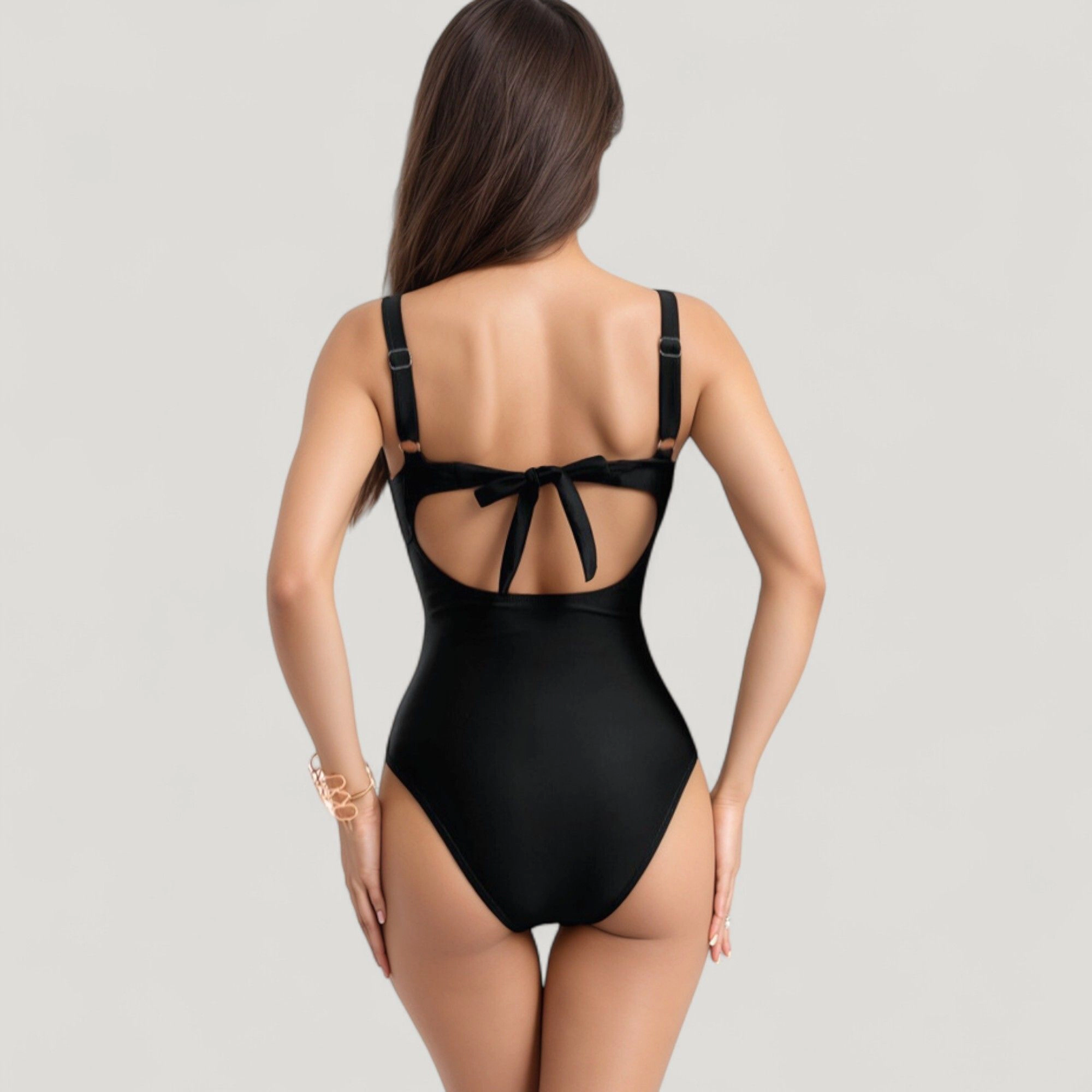 Anna-Kaci Women One-Piece Swimsuit - V-Wire Neckline, Front Cut-Out Waist